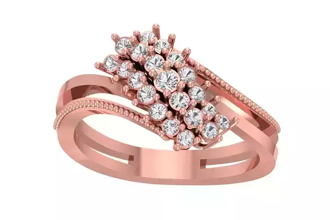 Diamond Wedding Split Shank Band Ring 3D print model