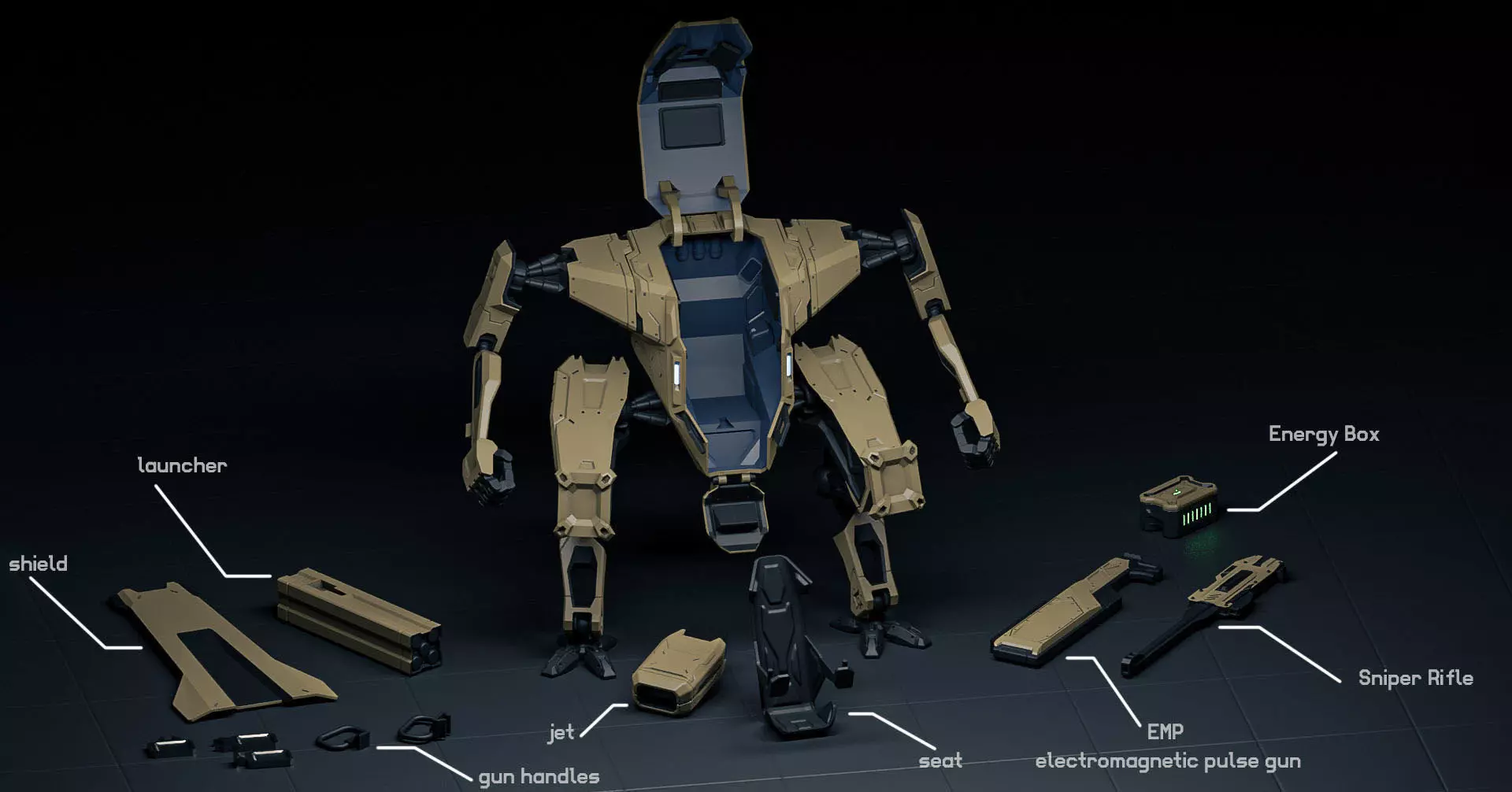 STRIKER mech action figure 3D print model_1