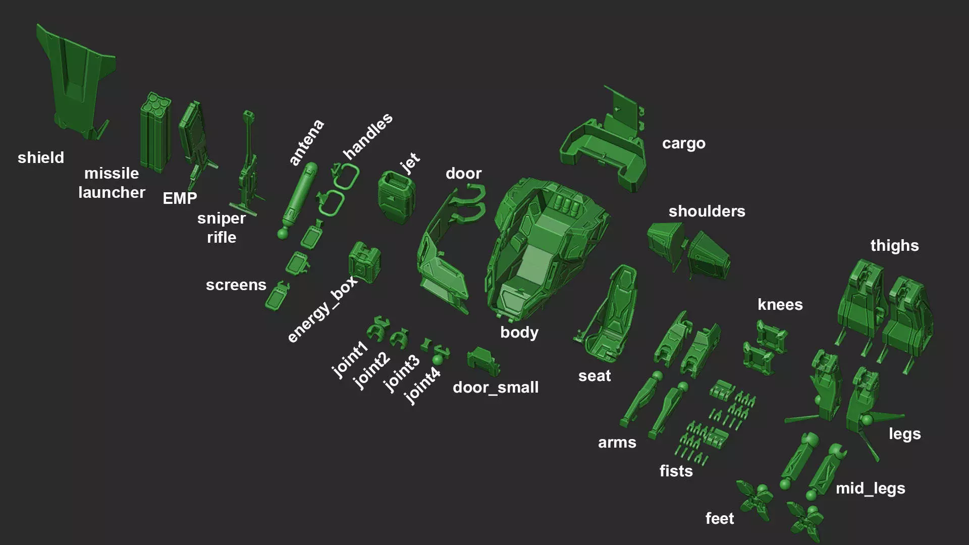 STRIKER mech action figure 3D print model_4