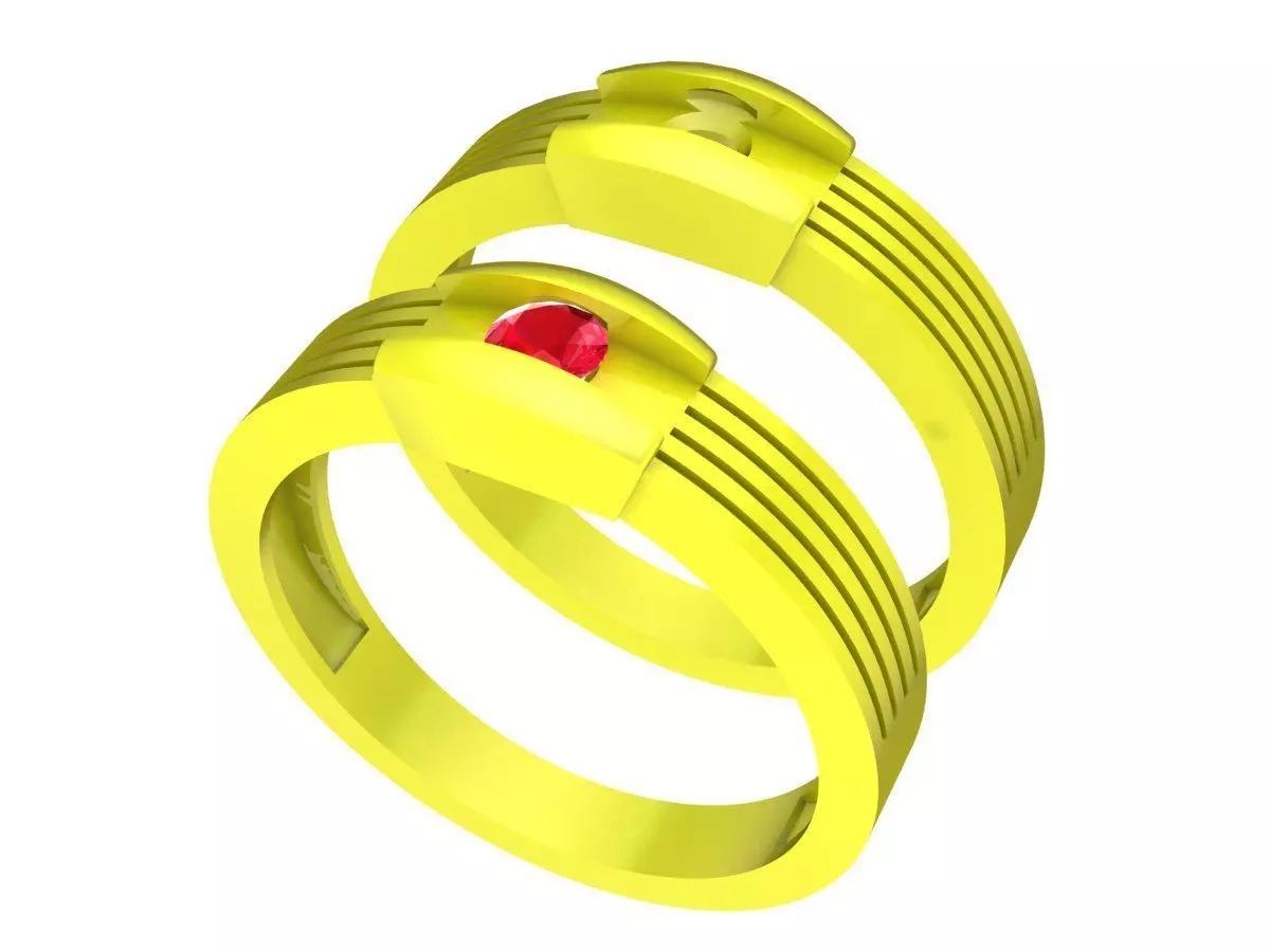 Minimalist Ruby Accent Band Ring 3D Model 6227 3D print model