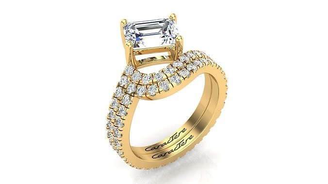 Twisted Engagement Ring With Wedding Band  3D print model