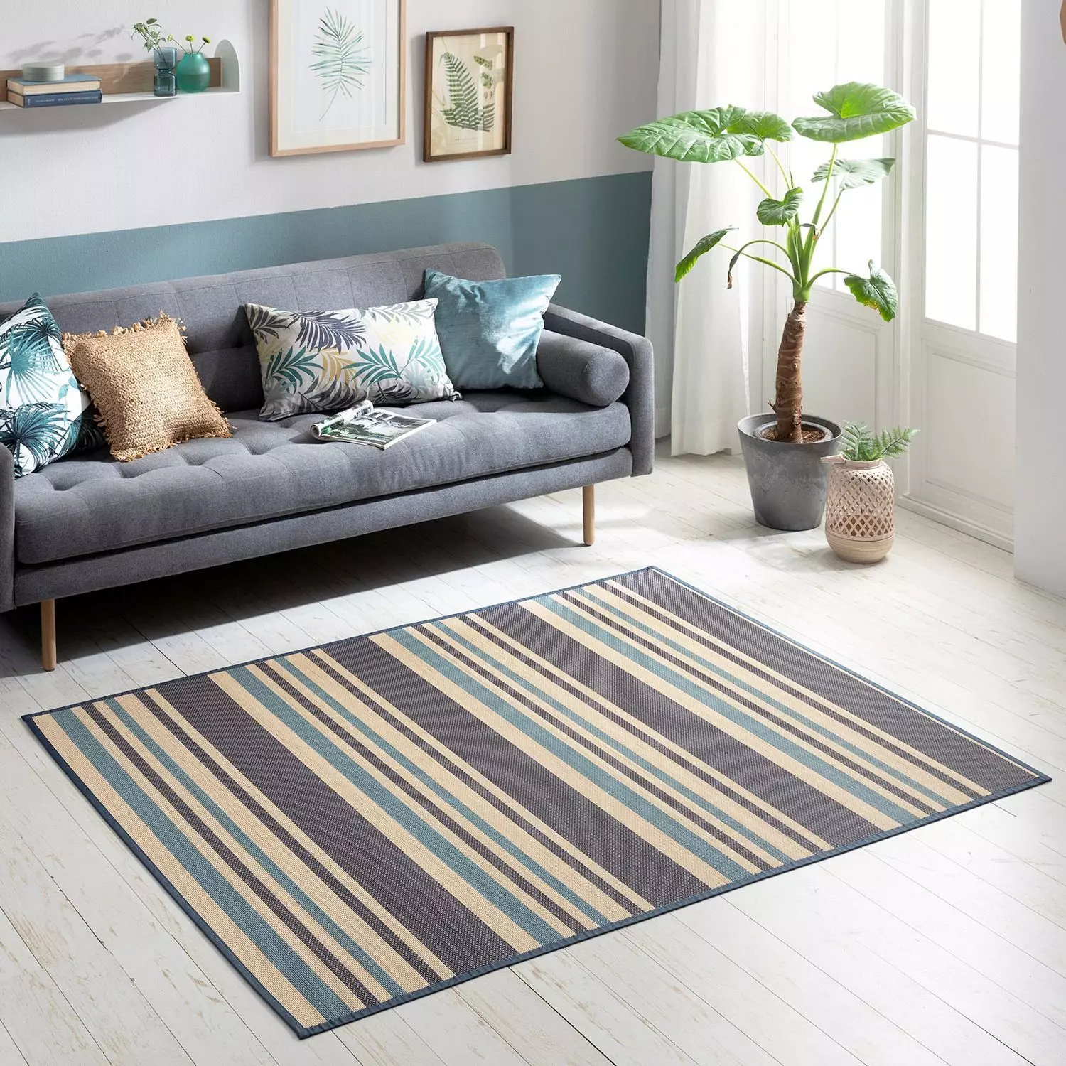 Santorini striped bamboo rug carpet 3D model