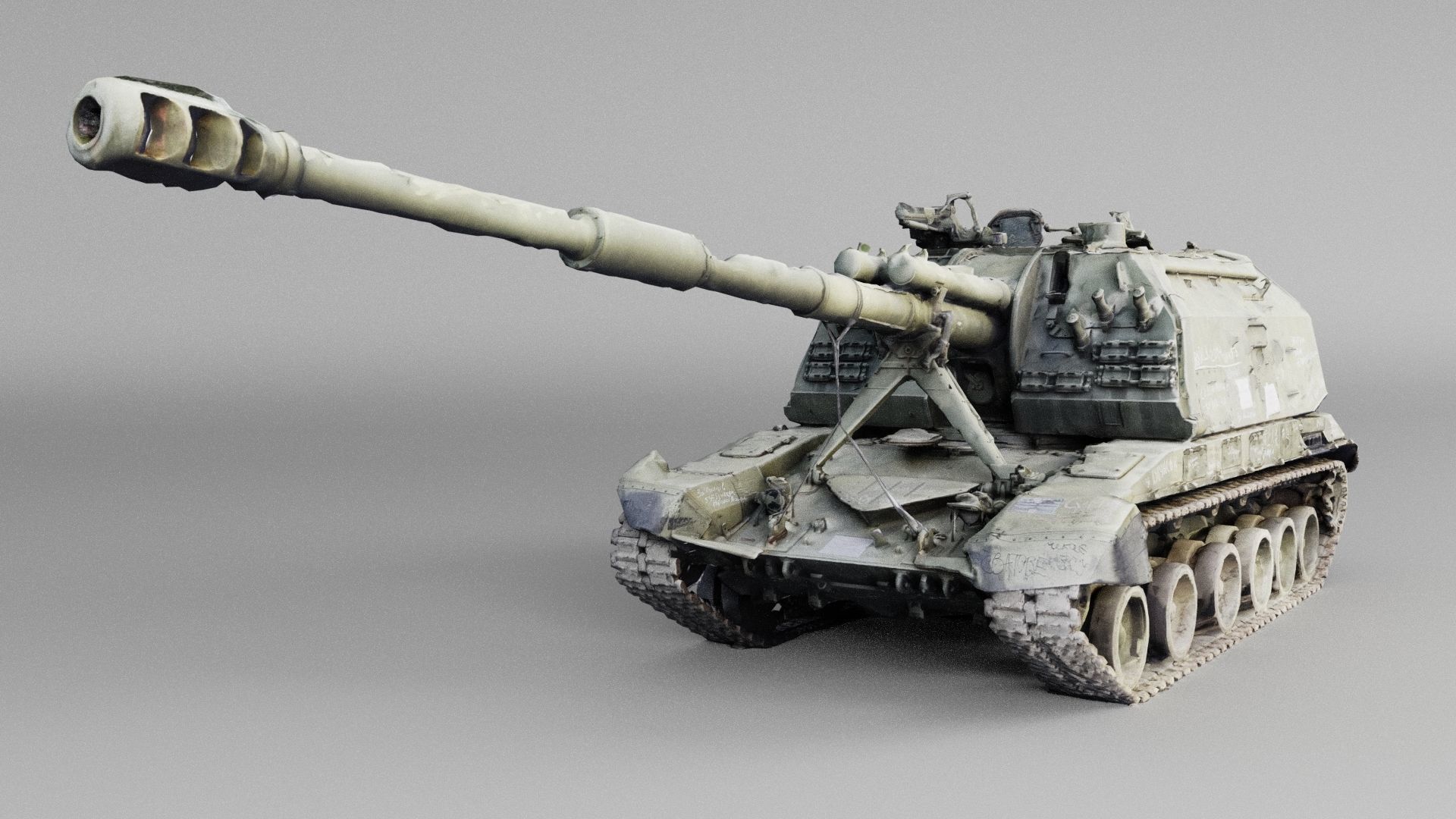 Destroyed 2S19 Msta 152 mm self-propelled howitzer M1990 Farm 3D model_4