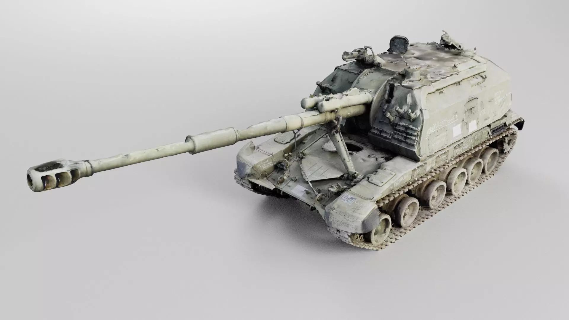 Destroyed 2S19 Msta 152 mm self-propelled howitzer M1990 Farm 3D model_0