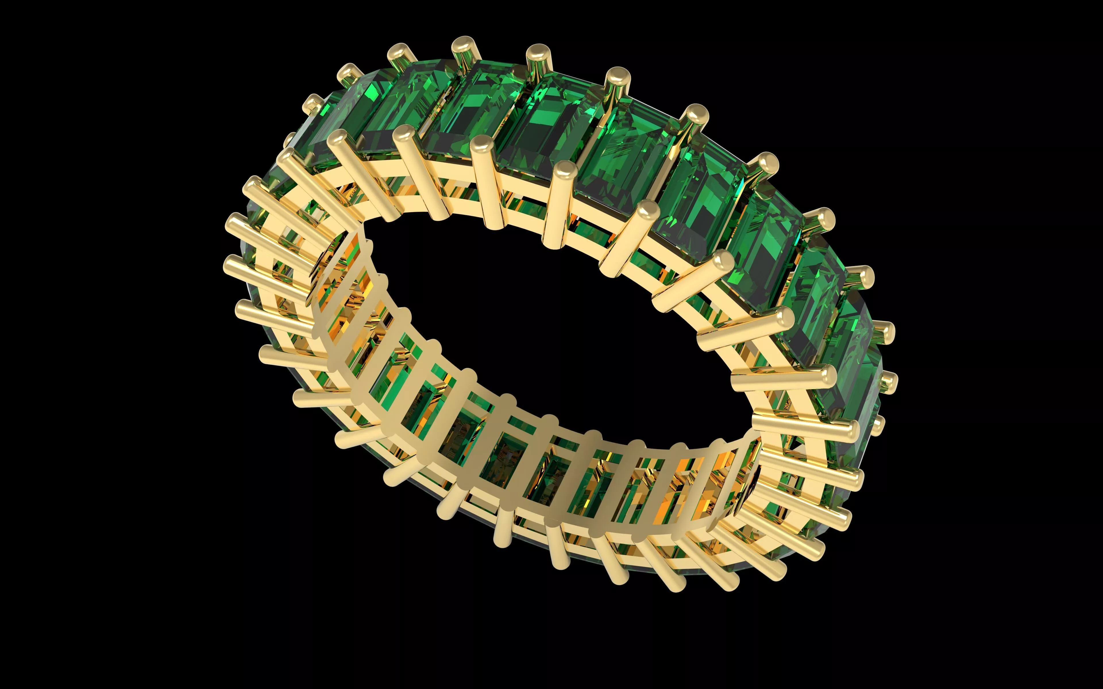 baguette Rainbow eternity Ring 16 5mm 3D print model