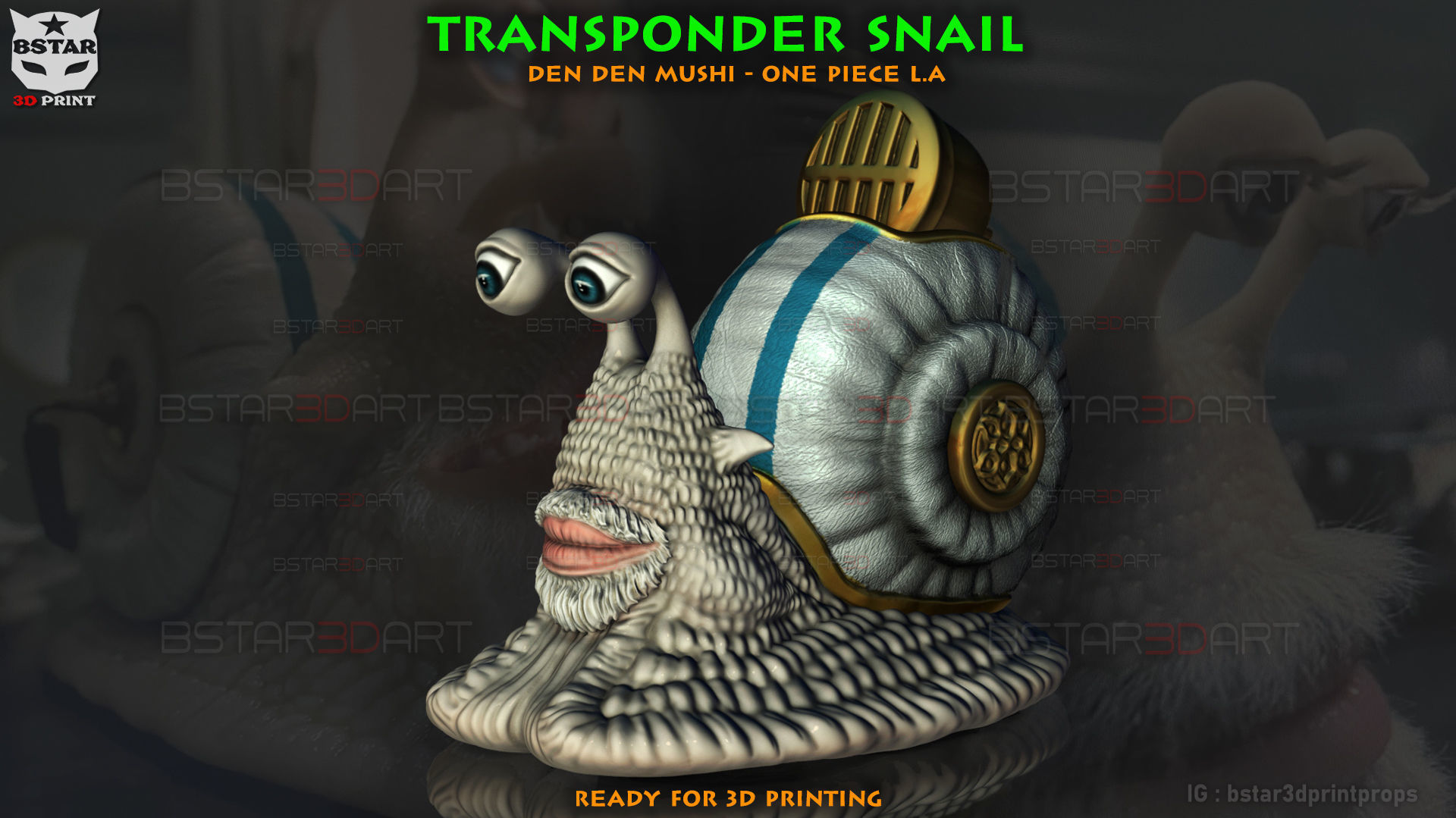 One Piece LA - Den Den Mushi - Transponder Snail High Quality 3D print model_1