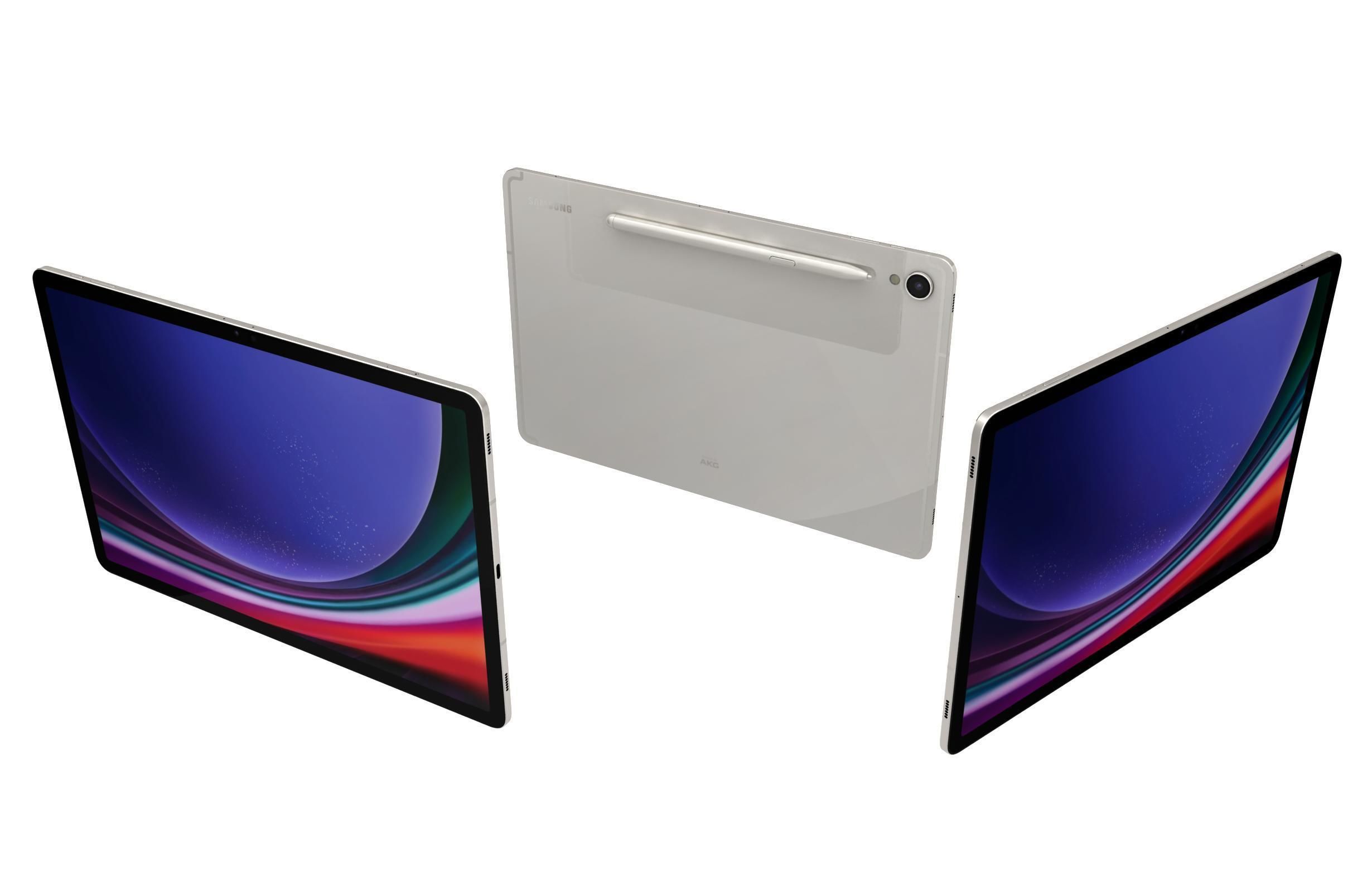 Samsung Galaxy Tab S9 White Low-poly 3D model_1