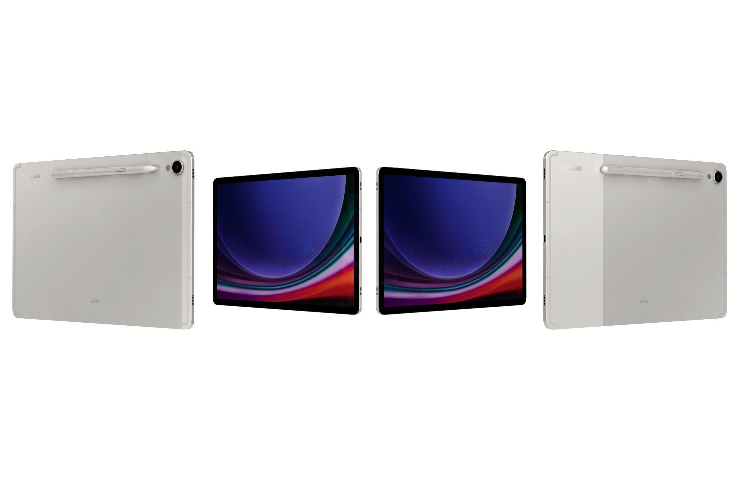 Samsung Galaxy Tab S9 White Low-poly 3D model_3