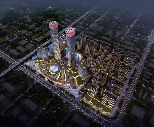 3Dmax fashion city commercial square building 113