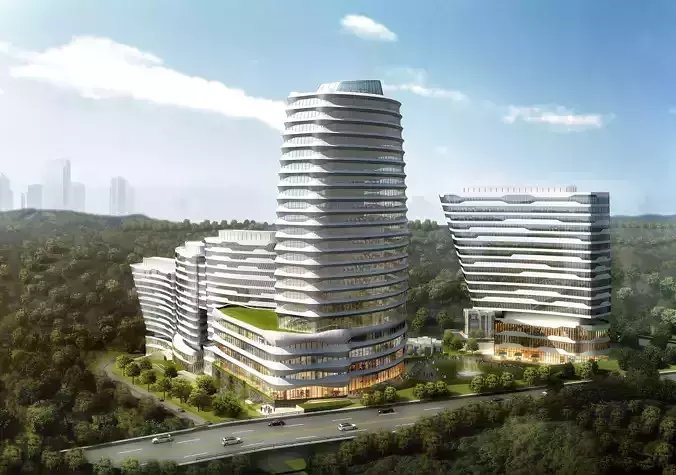 3Dmax fashion city commercial square building 114