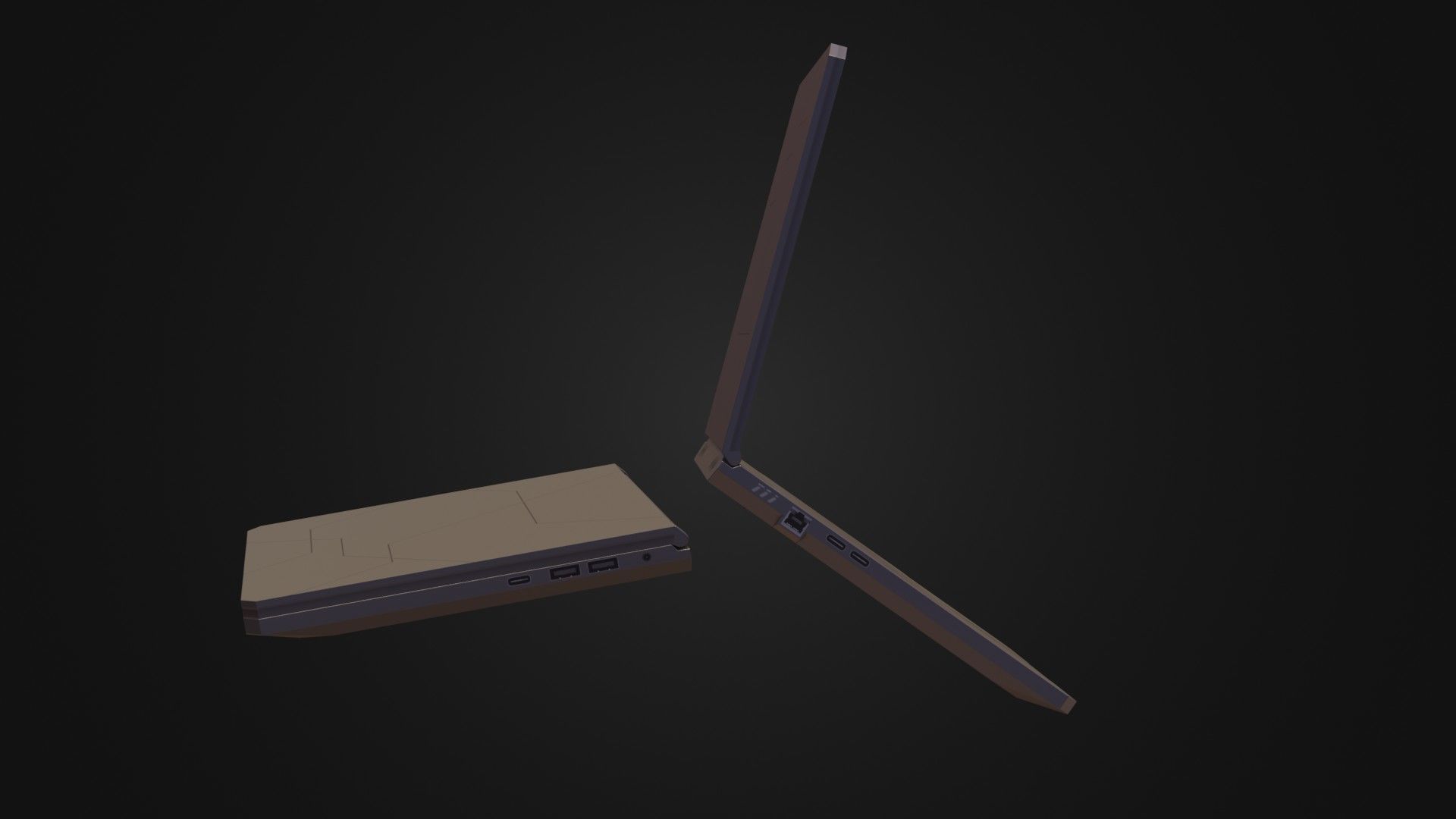 Black Oldschool Laptop Notebook Low-poly 3D model_14