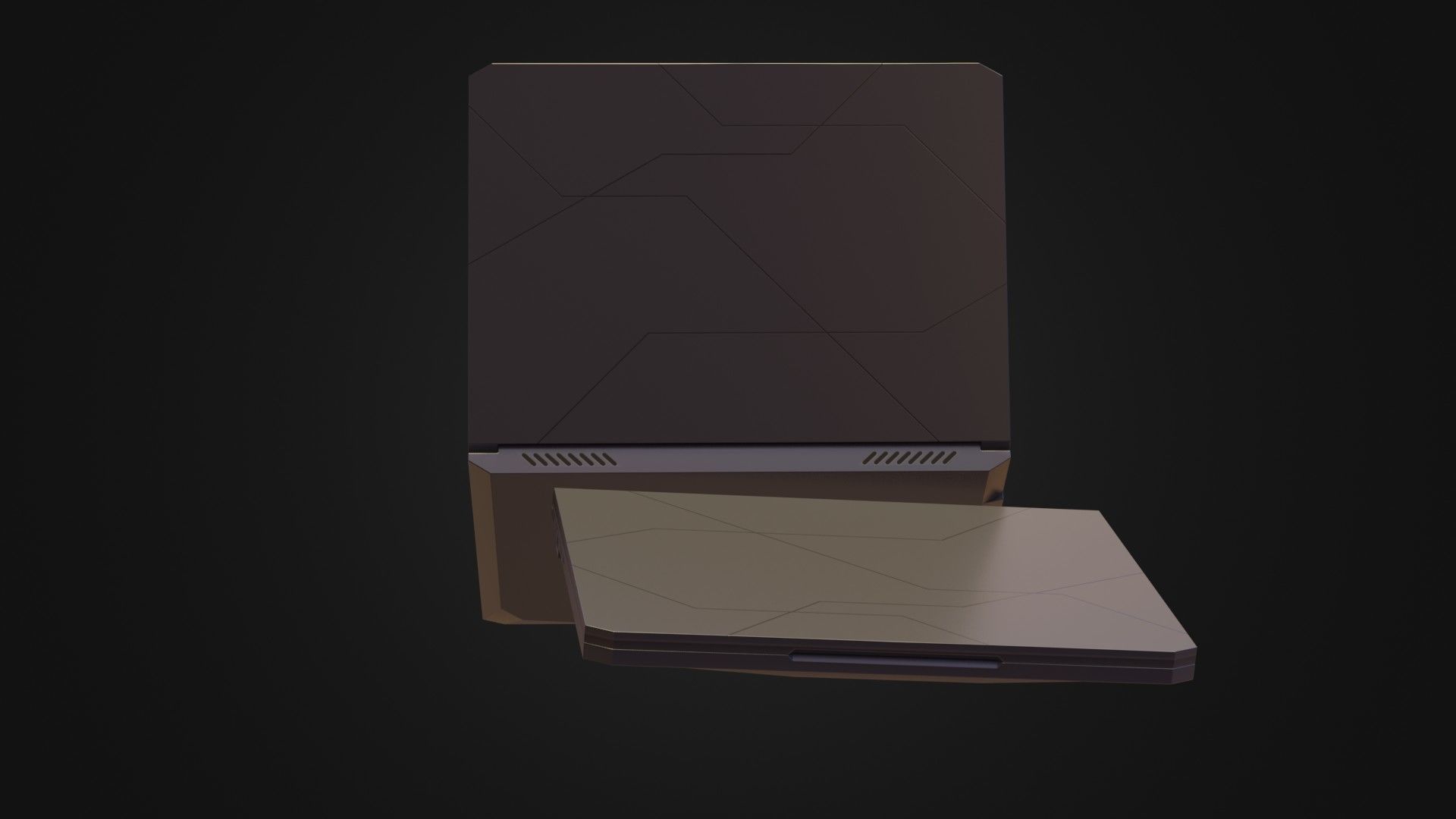 Black Oldschool Laptop Notebook Low-poly 3D model_25