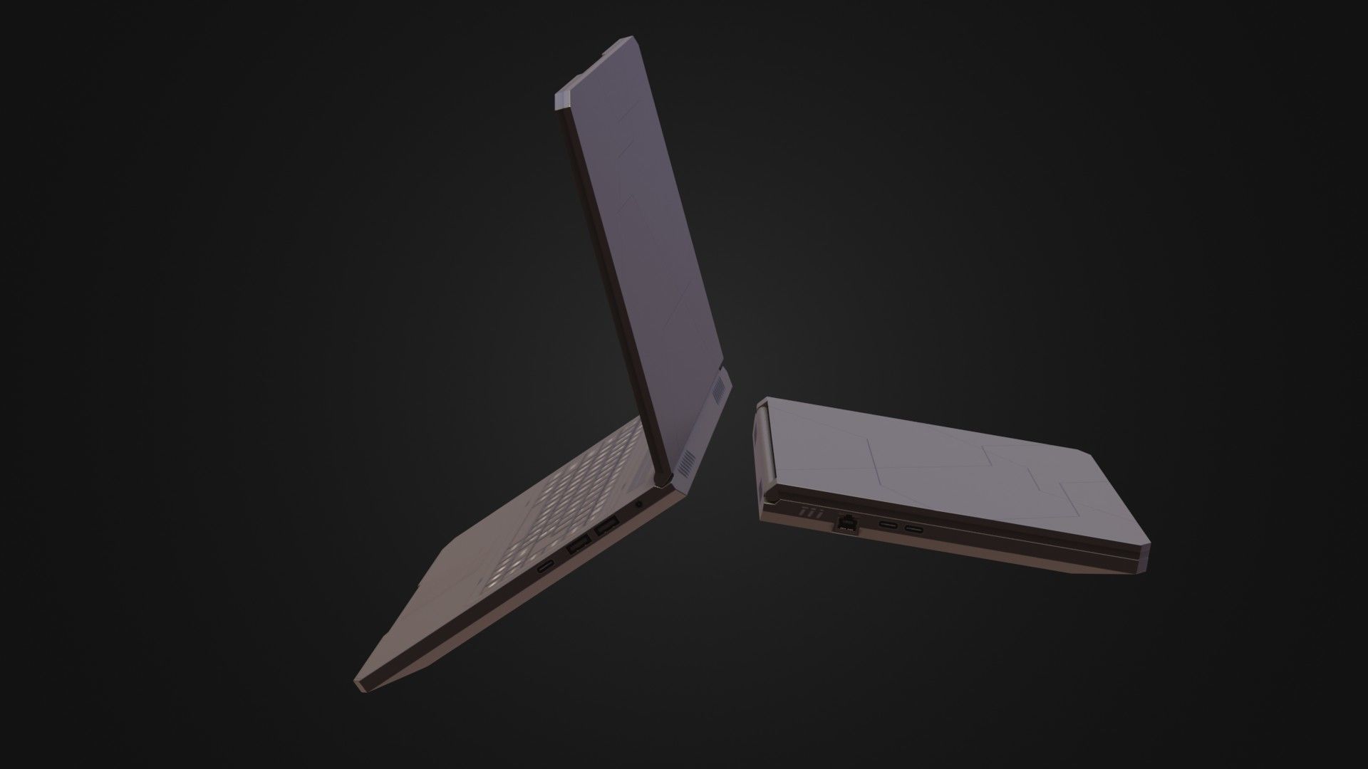Black Oldschool Laptop Notebook Low-poly 3D model_35