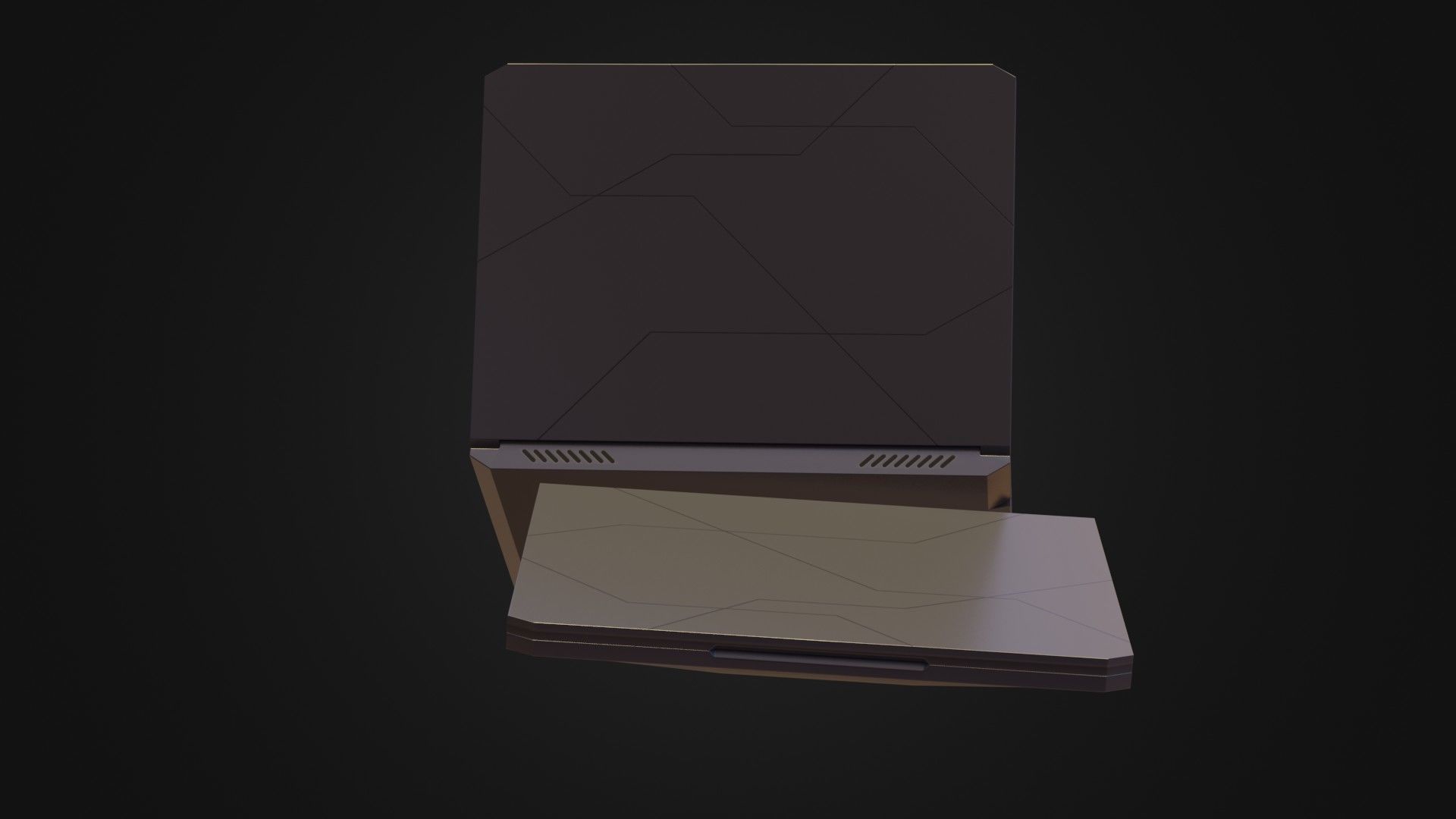 Black Oldschool Laptop Notebook Low-poly 3D model_24
