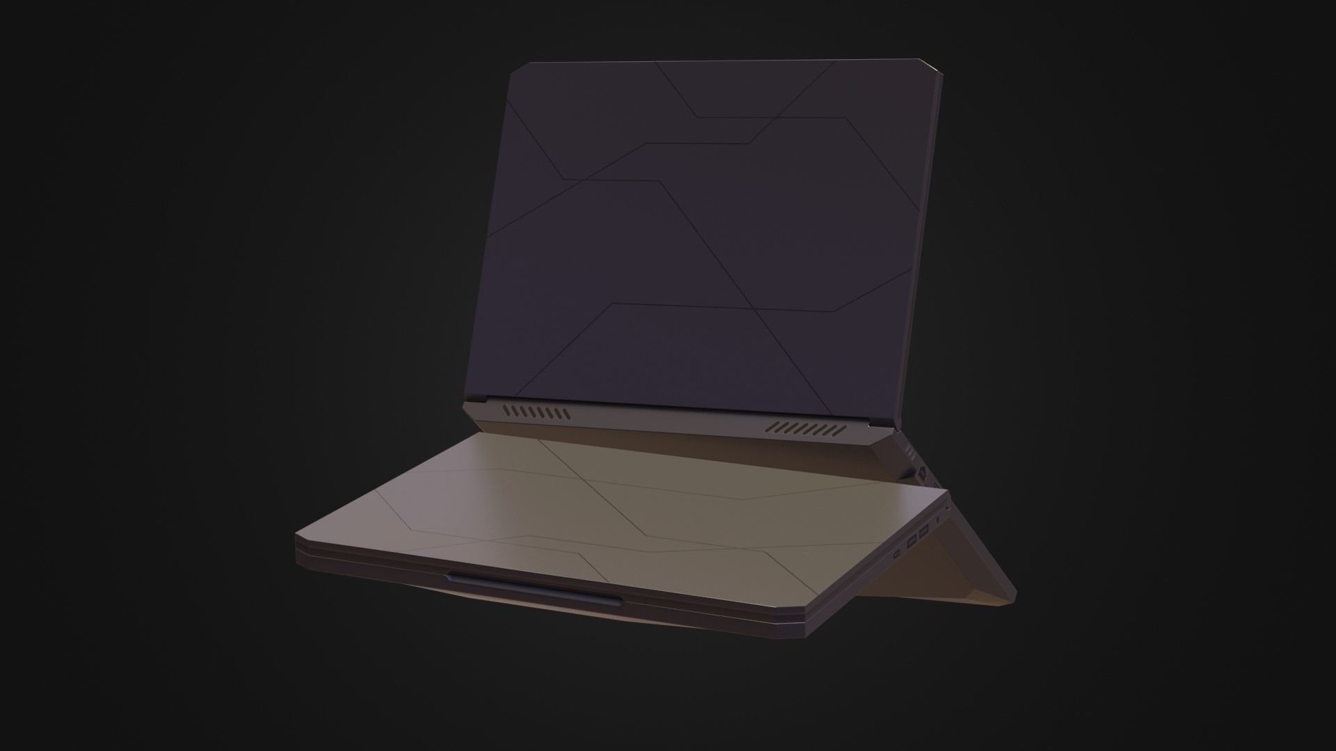Black Oldschool Laptop Notebook Low-poly 3D model_21