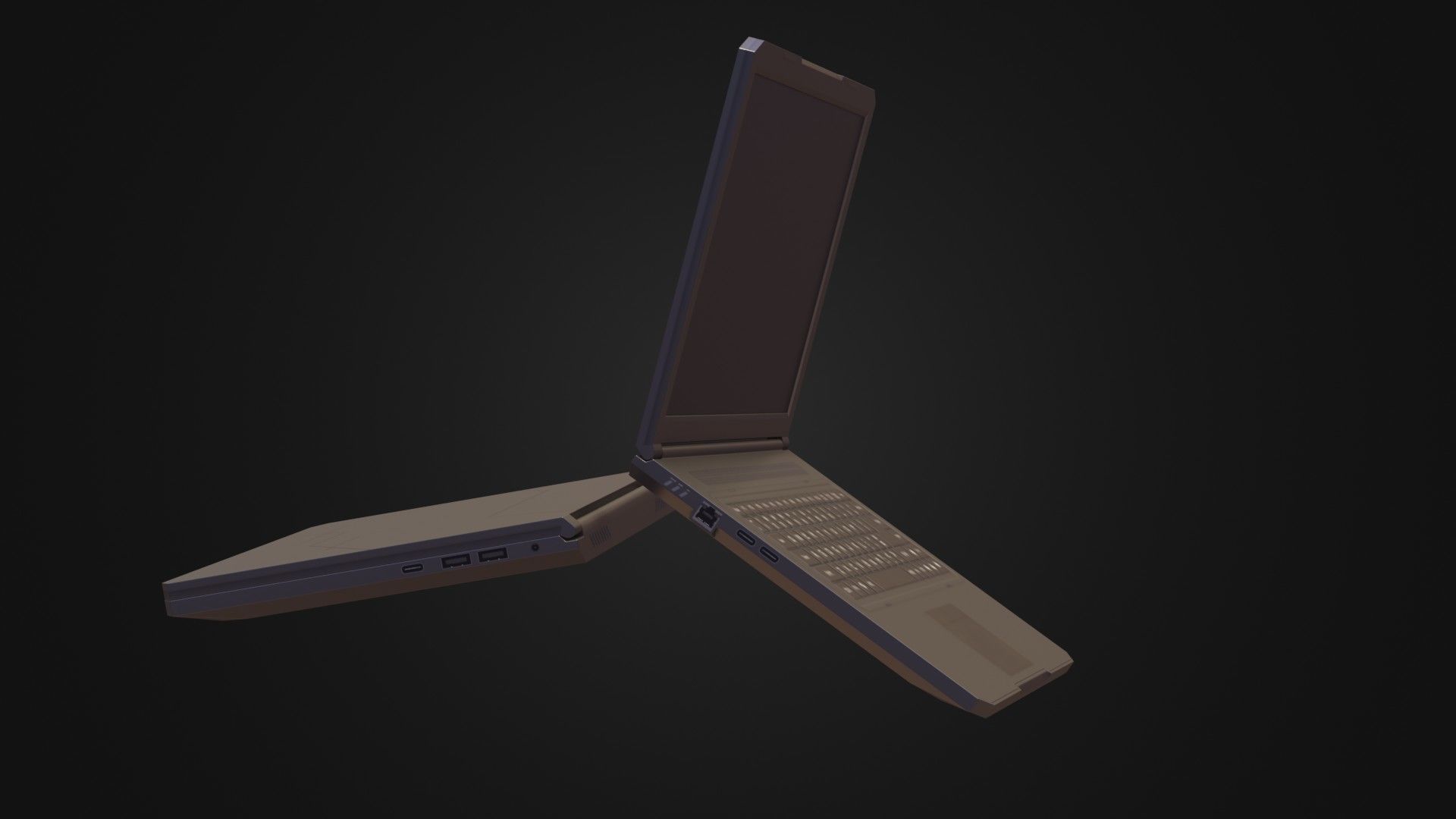Black Oldschool Laptop Notebook Low-poly 3D model_12