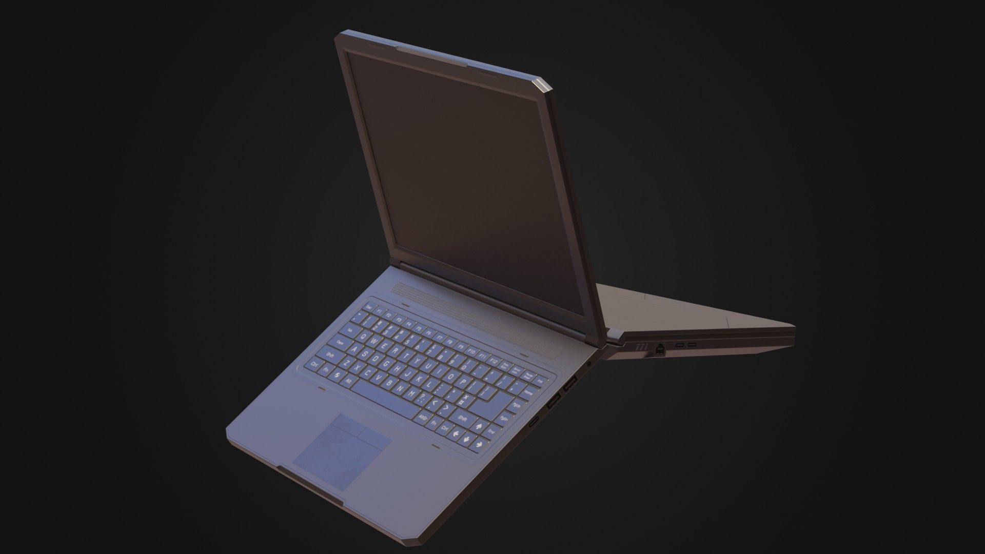 Black Oldschool Laptop Notebook Low-poly 3D model_39