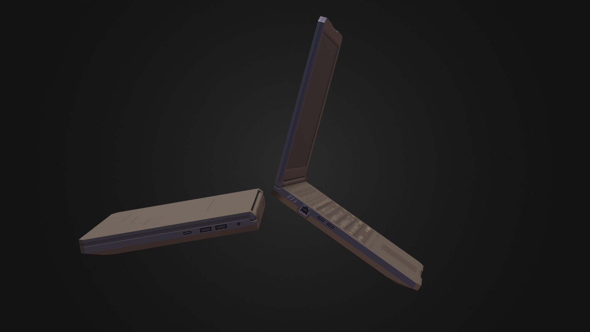 Black Oldschool Laptop Notebook Low-poly 3D model_13