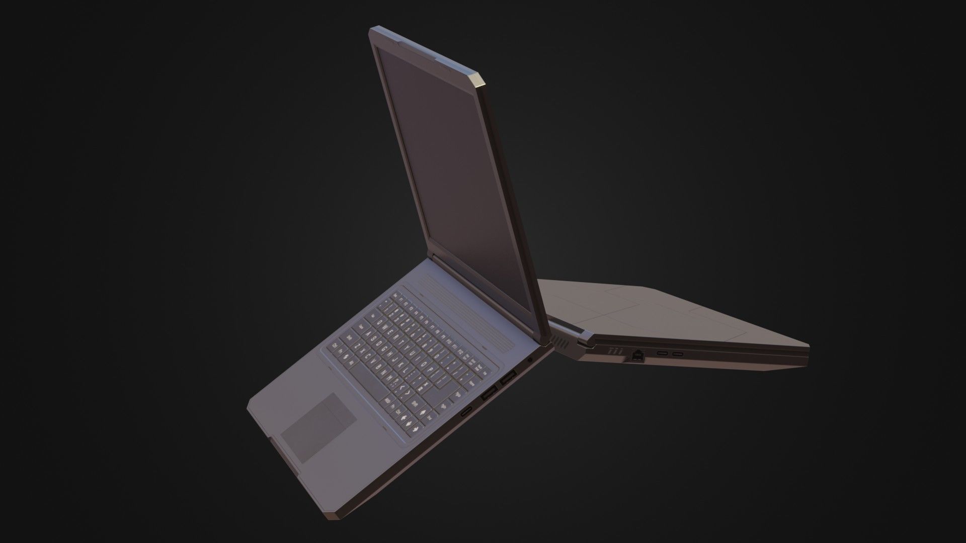 Black Oldschool Laptop Notebook Low-poly 3D model_38