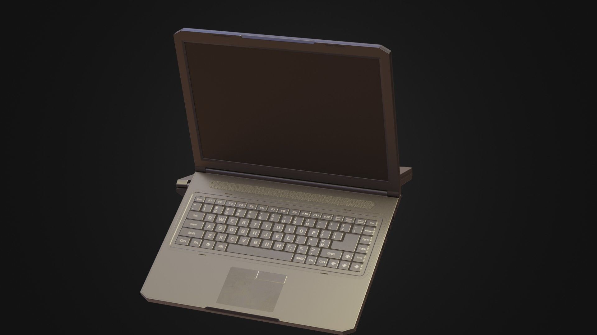 Black Oldschool Laptop Notebook Low-poly 3D model_43