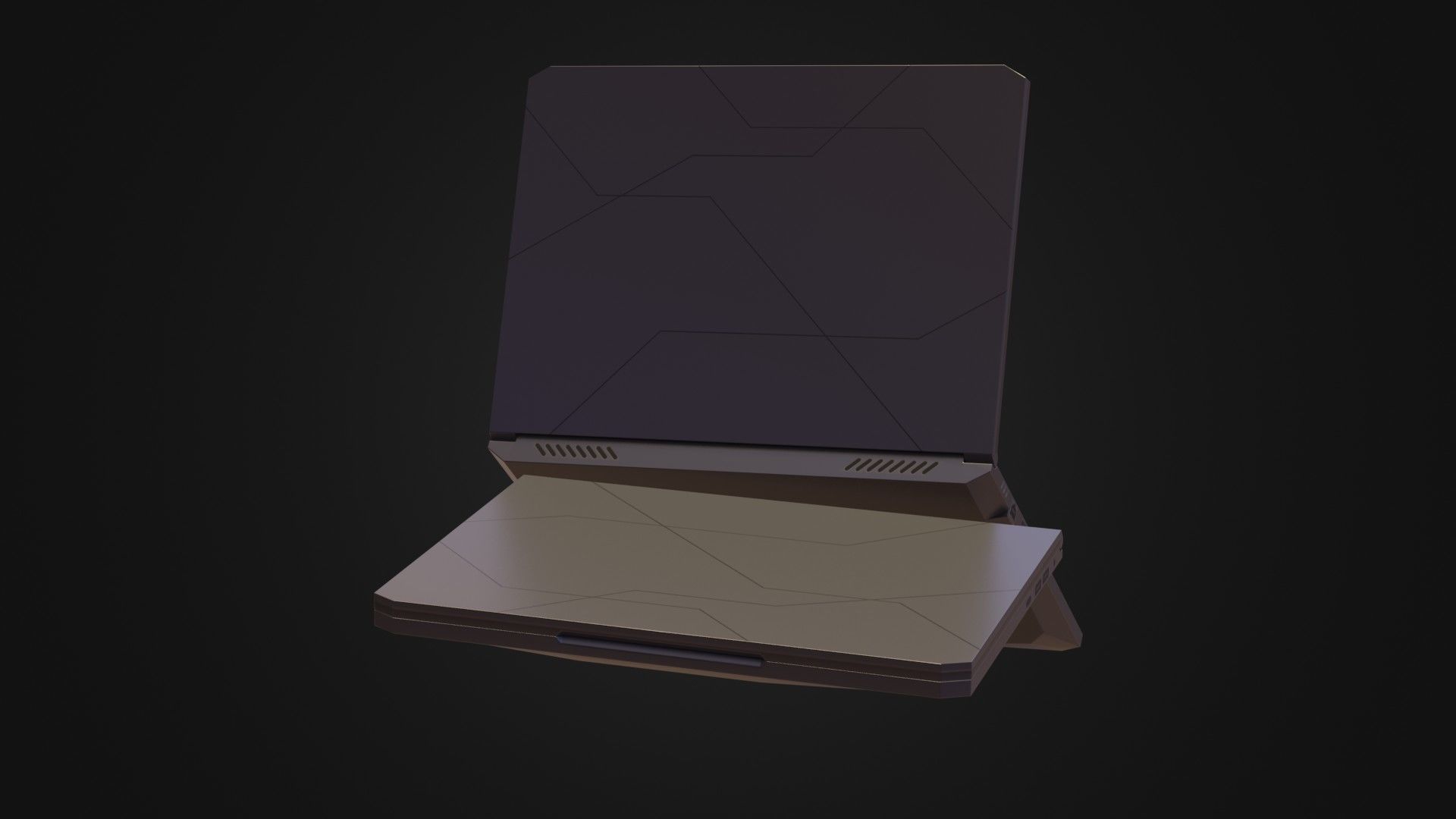 Black Oldschool Laptop Notebook Low-poly 3D model_22