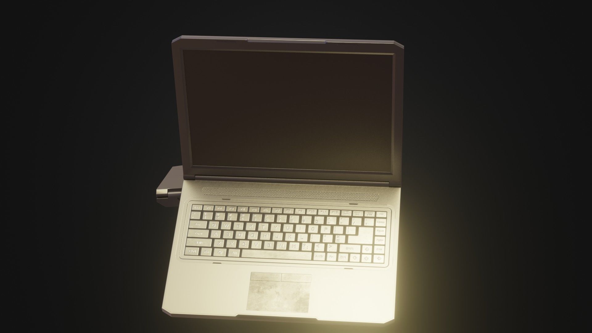 Black Oldschool Laptop Notebook Low-poly 3D model_45