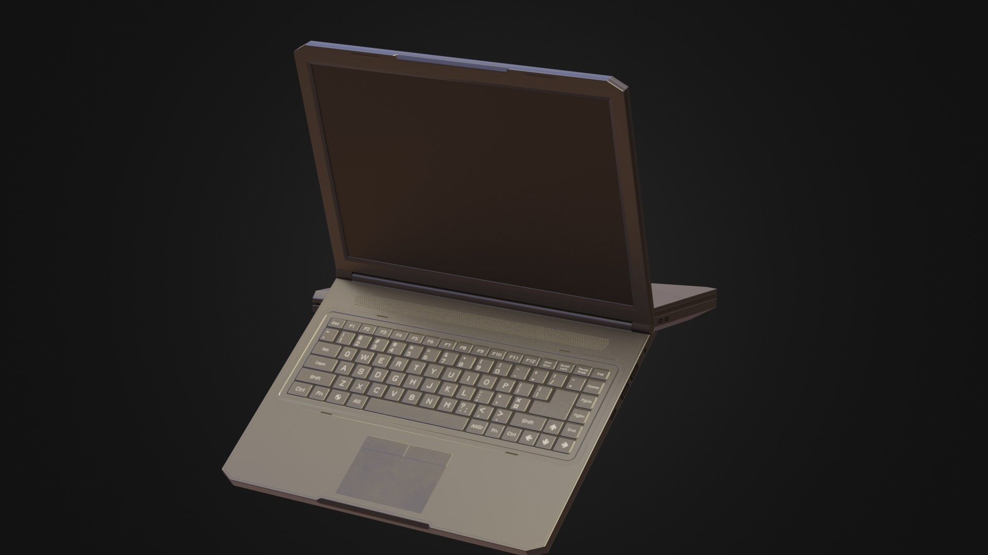 Black Oldschool Laptop Notebook Low-poly 3D model_42