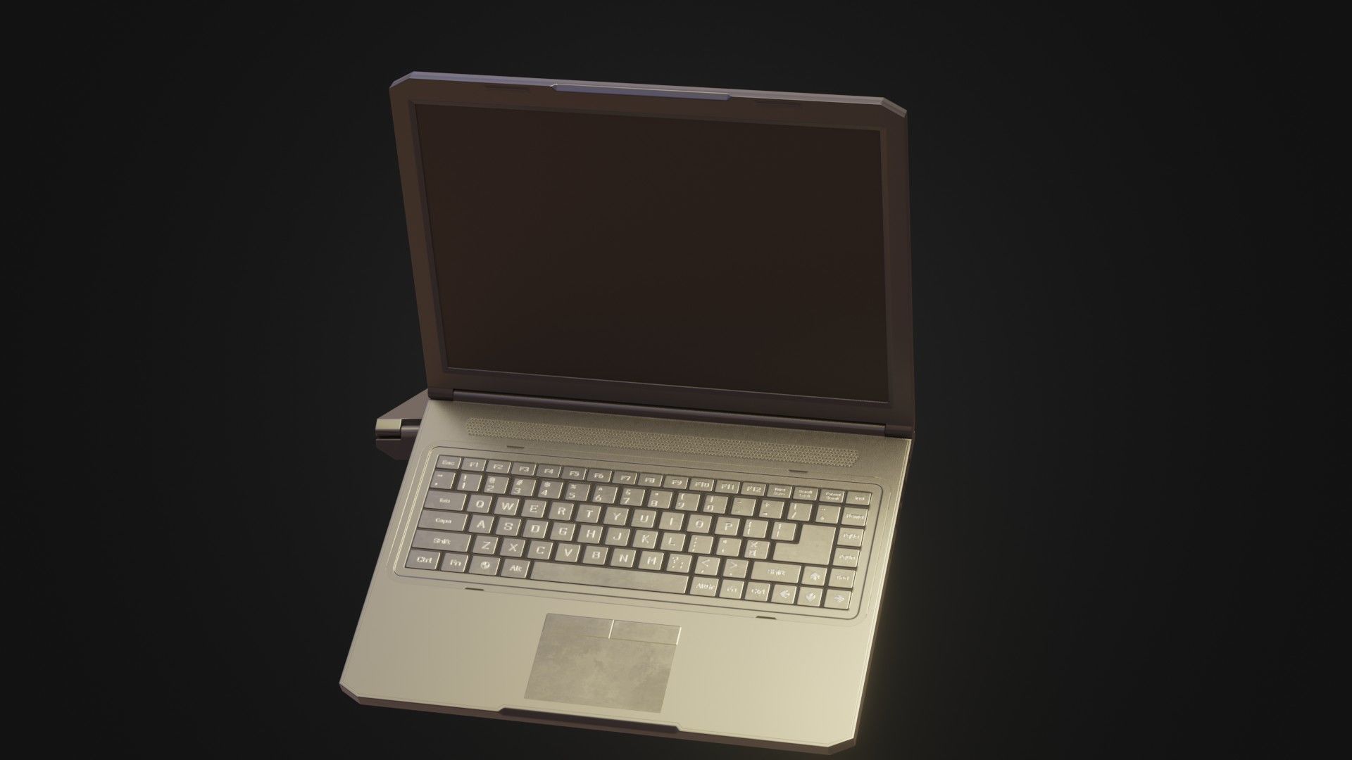 Black Oldschool Laptop Notebook Low-poly 3D model_44