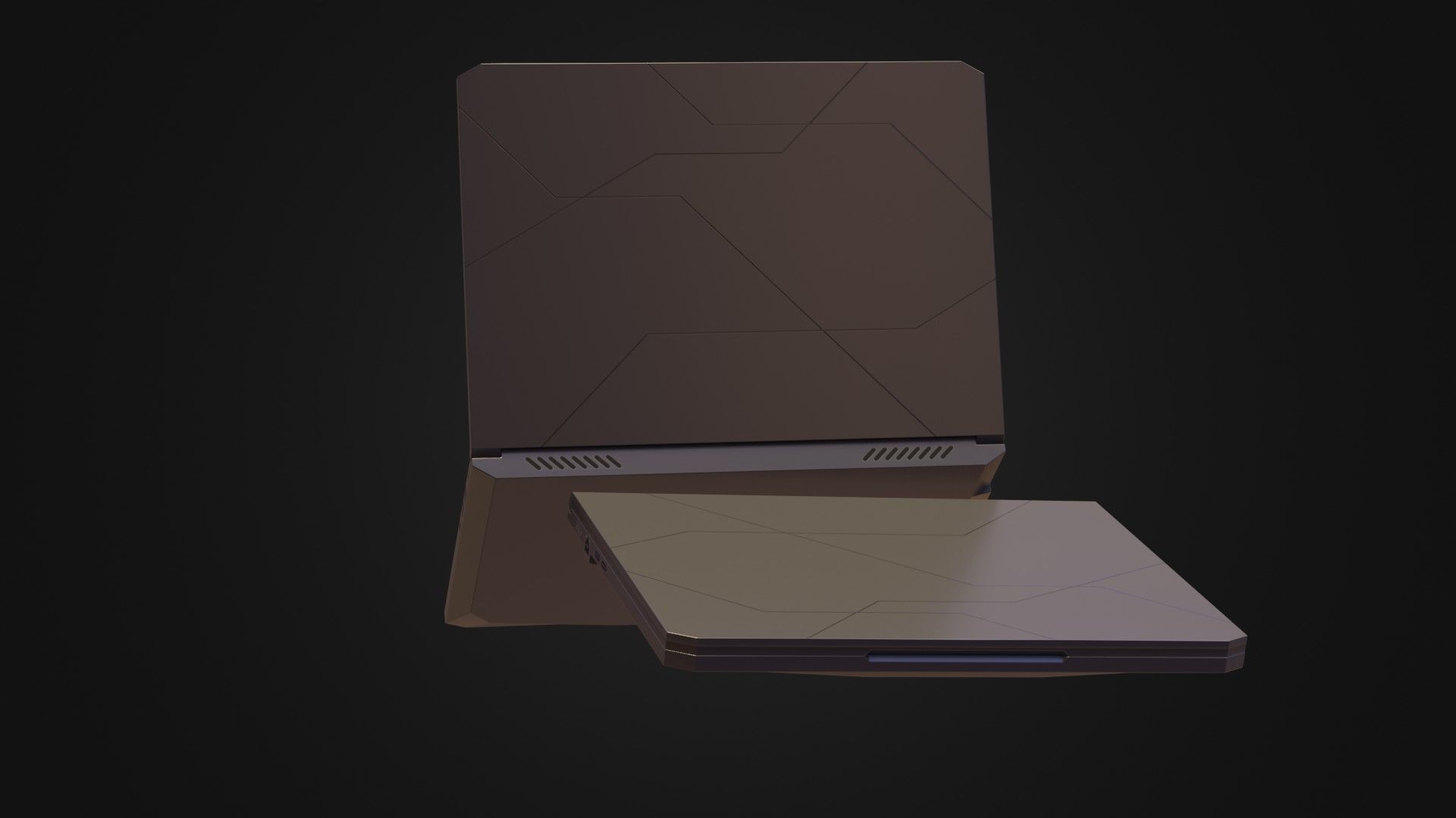 Black Oldschool Laptop Notebook Low-poly 3D model_26