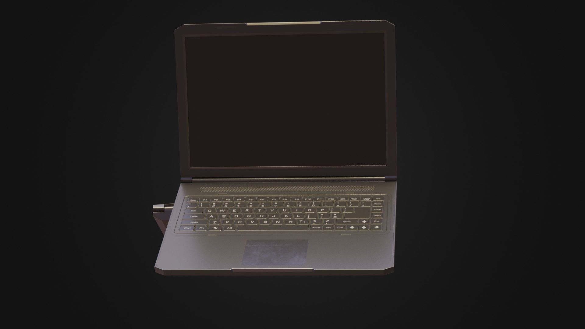 Black Oldschool Laptop Notebook Low-poly 3D model_3
