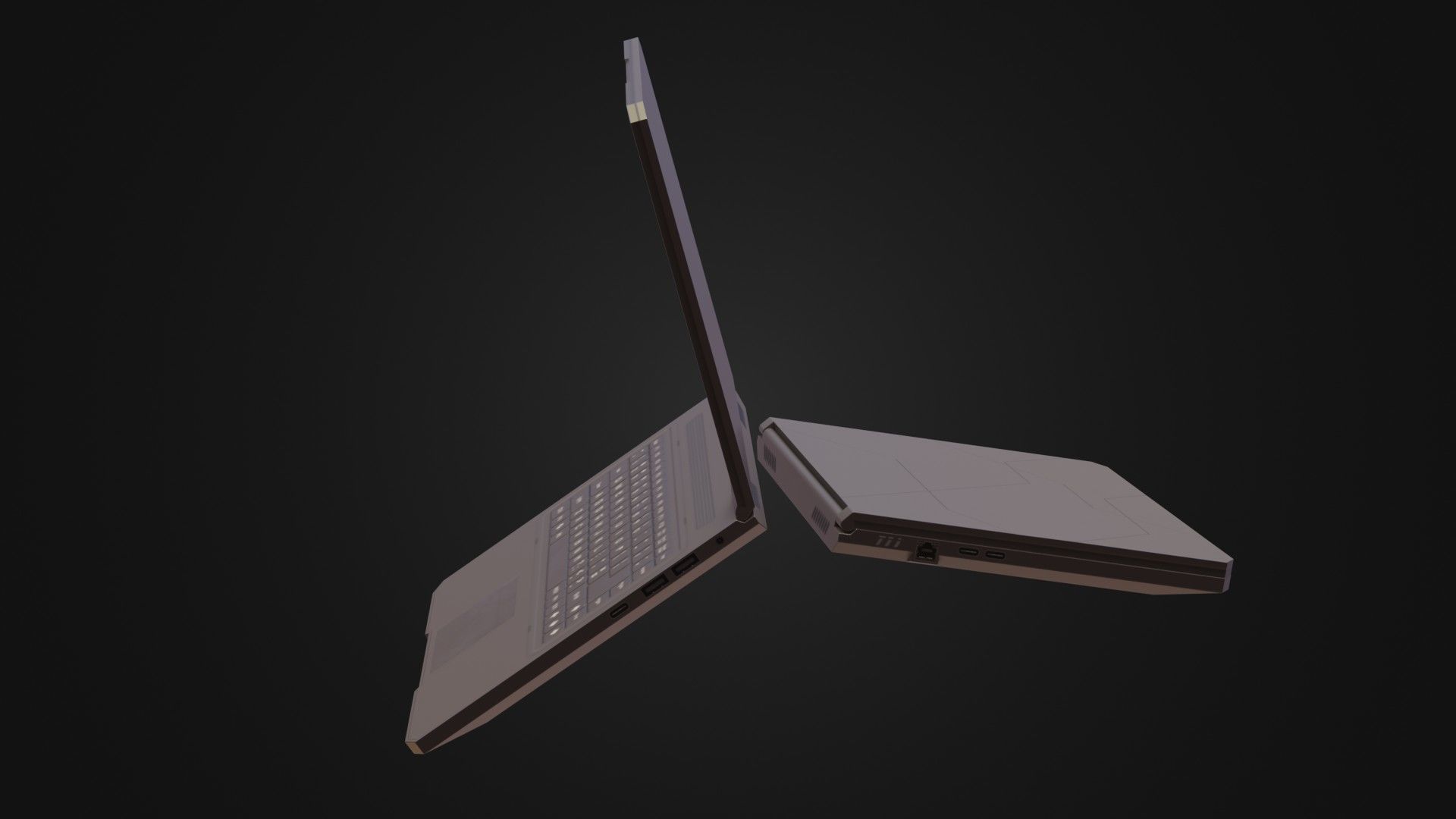 Black Oldschool Laptop Notebook Low-poly 3D model_36