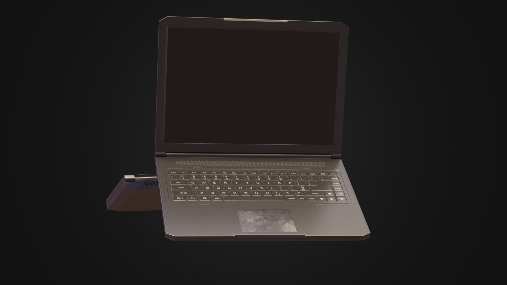 Black Oldschool Laptop Notebook Low-poly 3D model_5