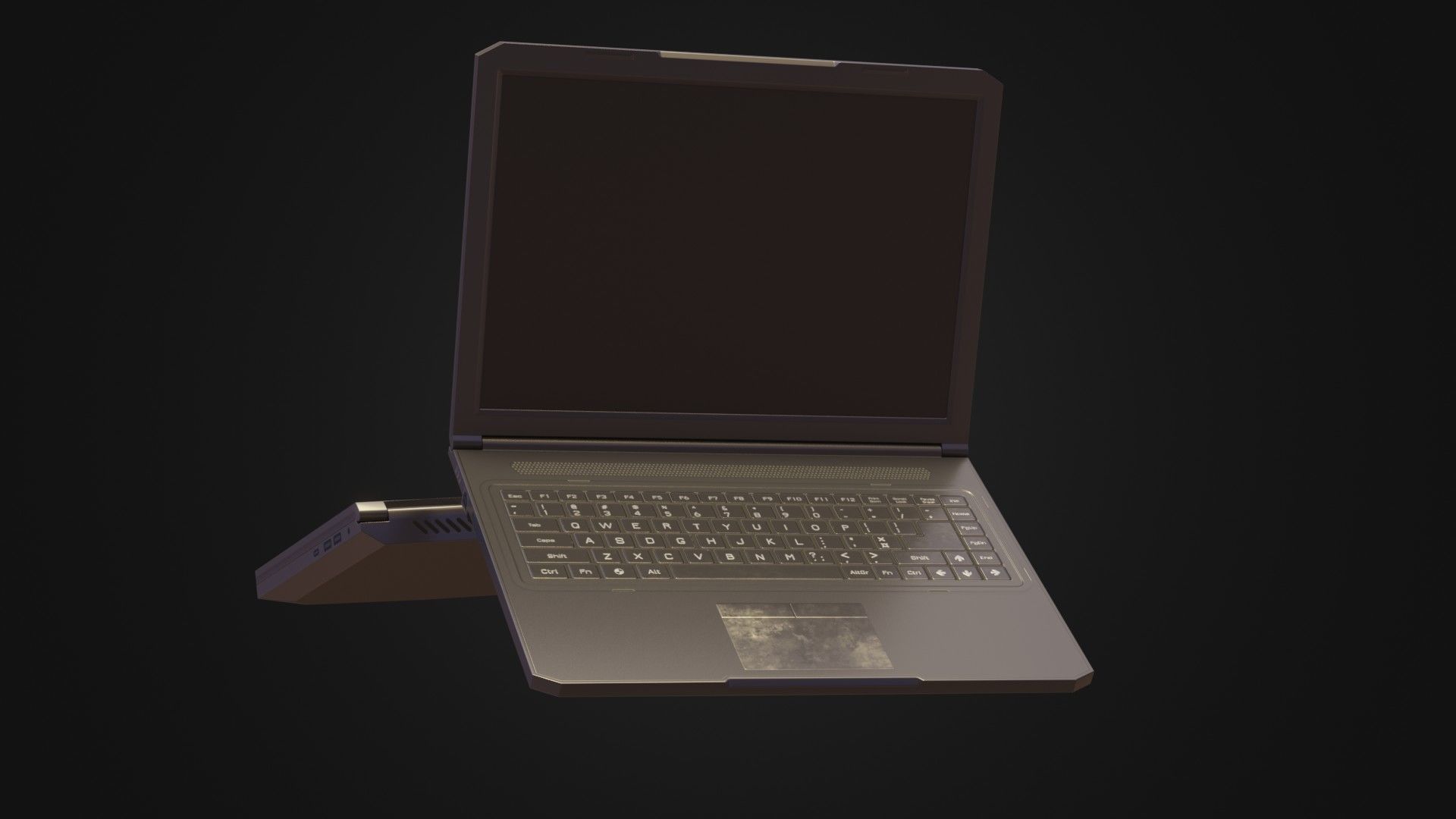 Black Oldschool Laptop Notebook Low-poly 3D model_6