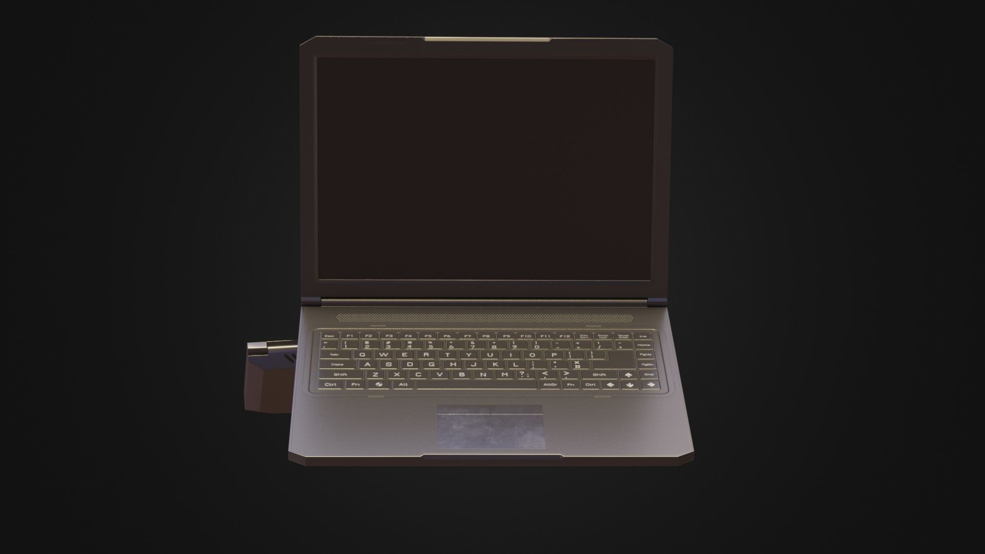 Black Oldschool Laptop Notebook Low-poly 3D model_4