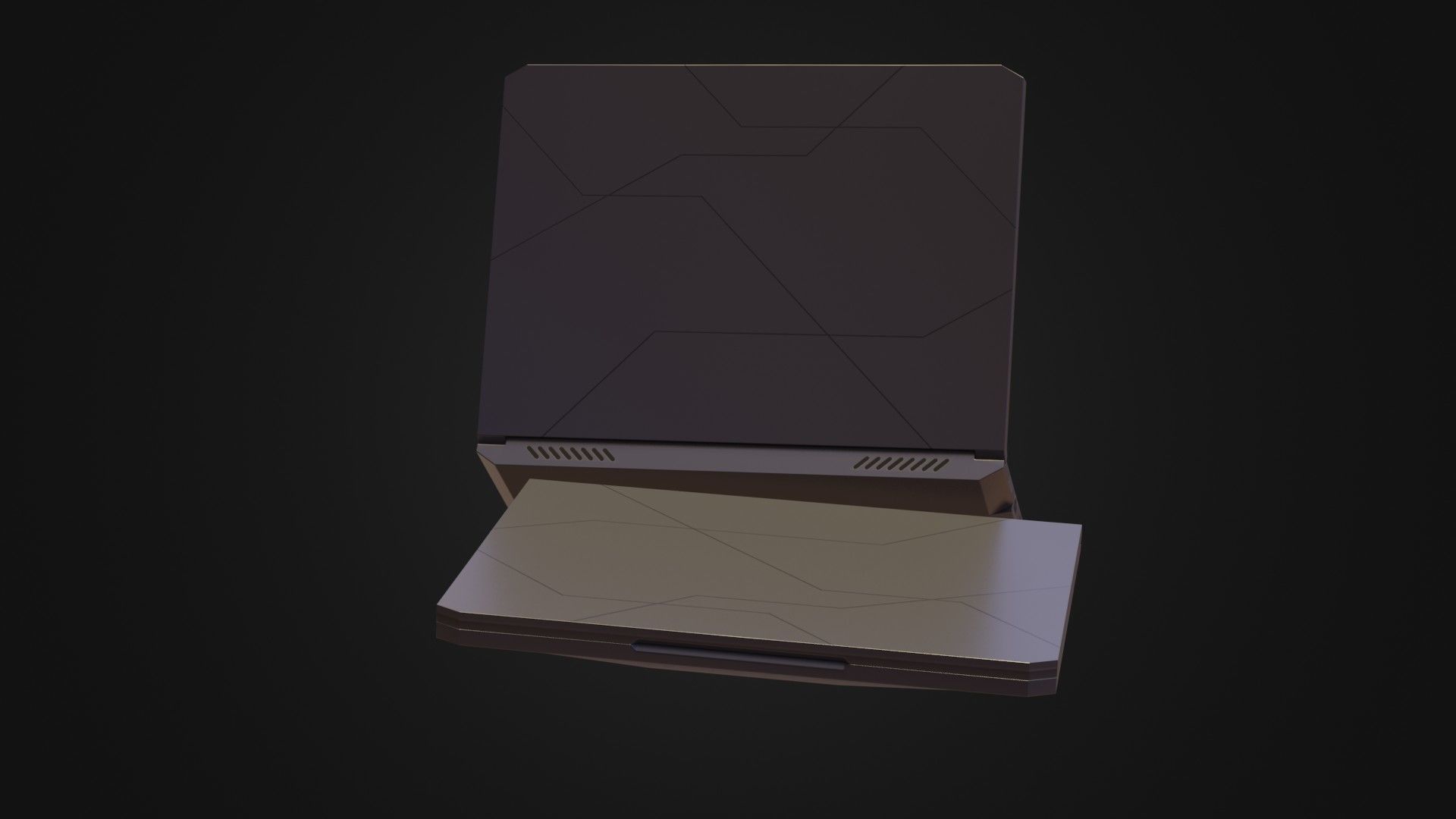 Black Oldschool Laptop Notebook Low-poly 3D model_23