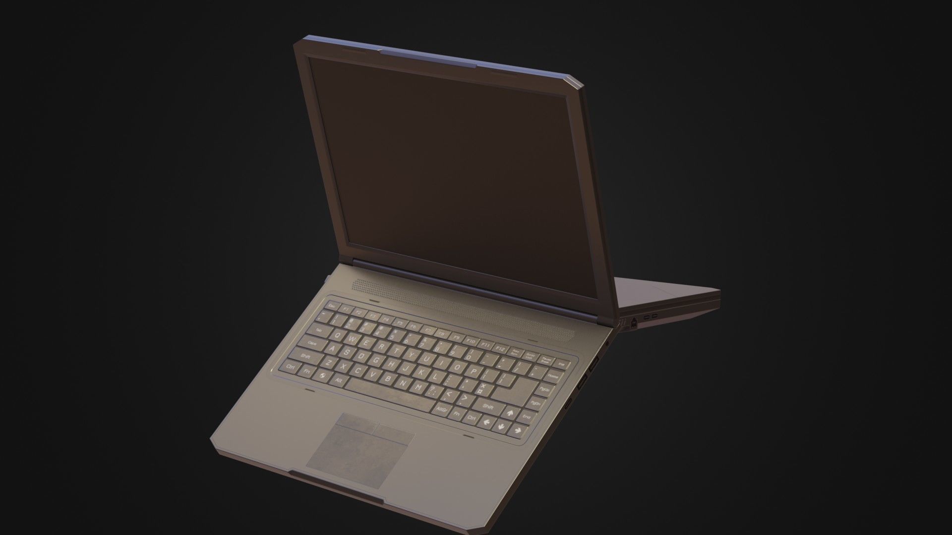 Black Oldschool Laptop Notebook Low-poly 3D model_41