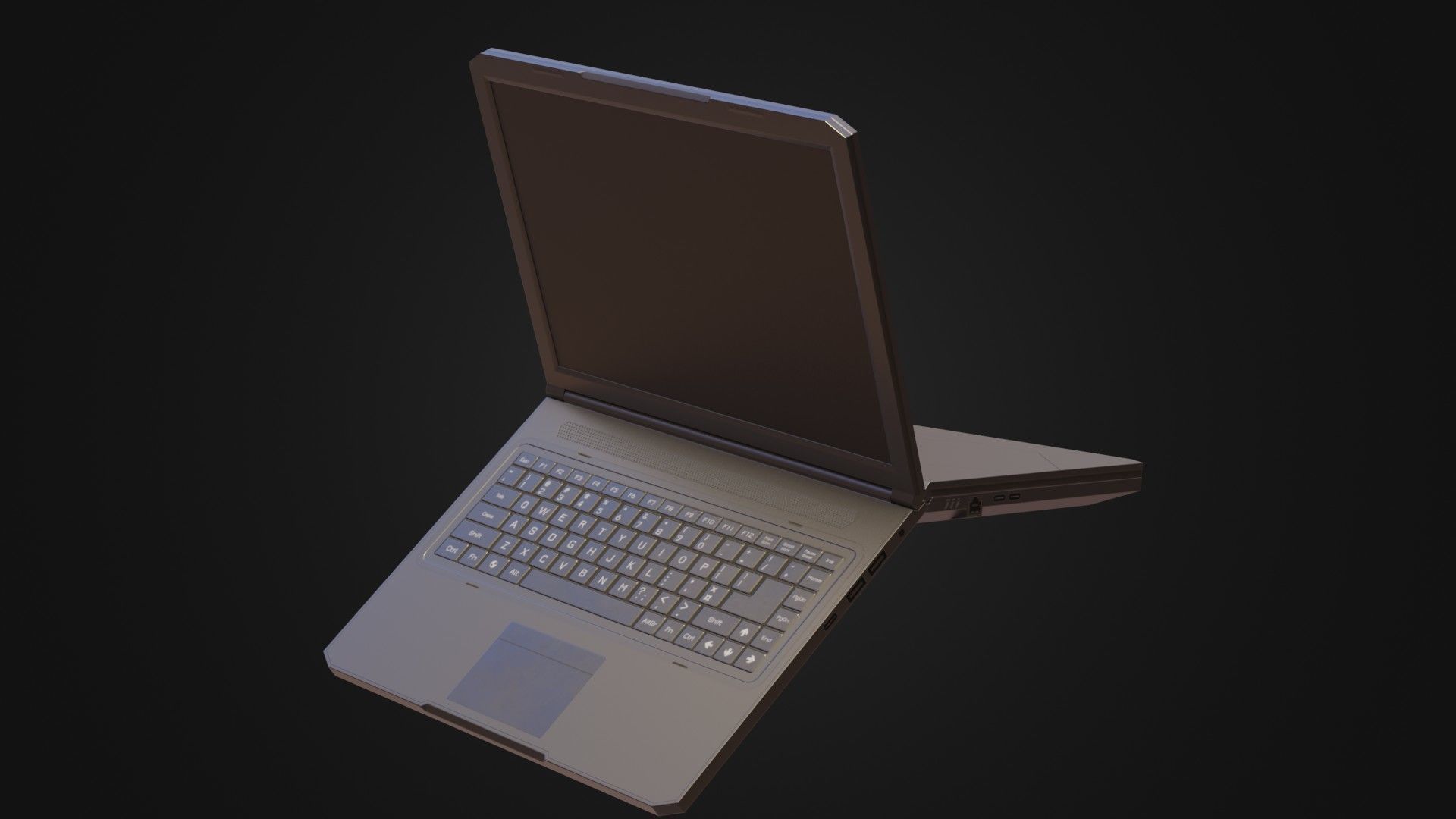Black Oldschool Laptop Notebook Low-poly 3D model_40