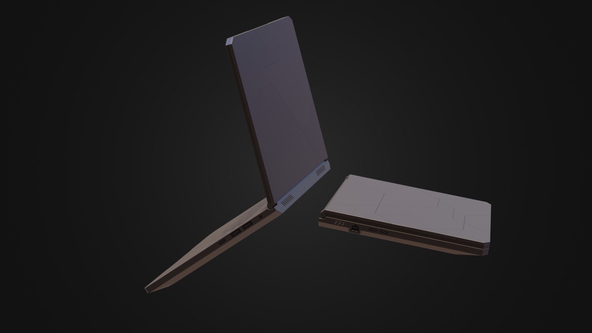 Black Oldschool Laptop Notebook Low-poly 3D model_34