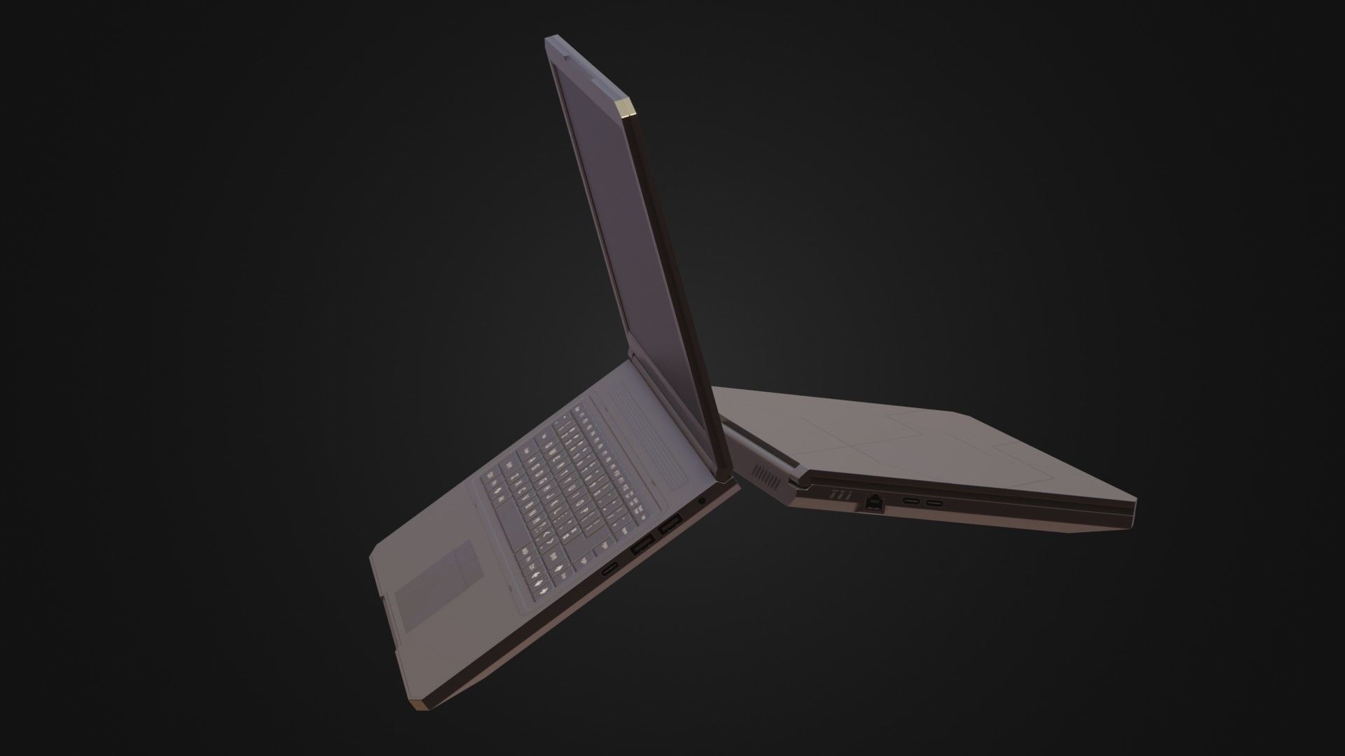 Black Oldschool Laptop Notebook Low-poly 3D model_37