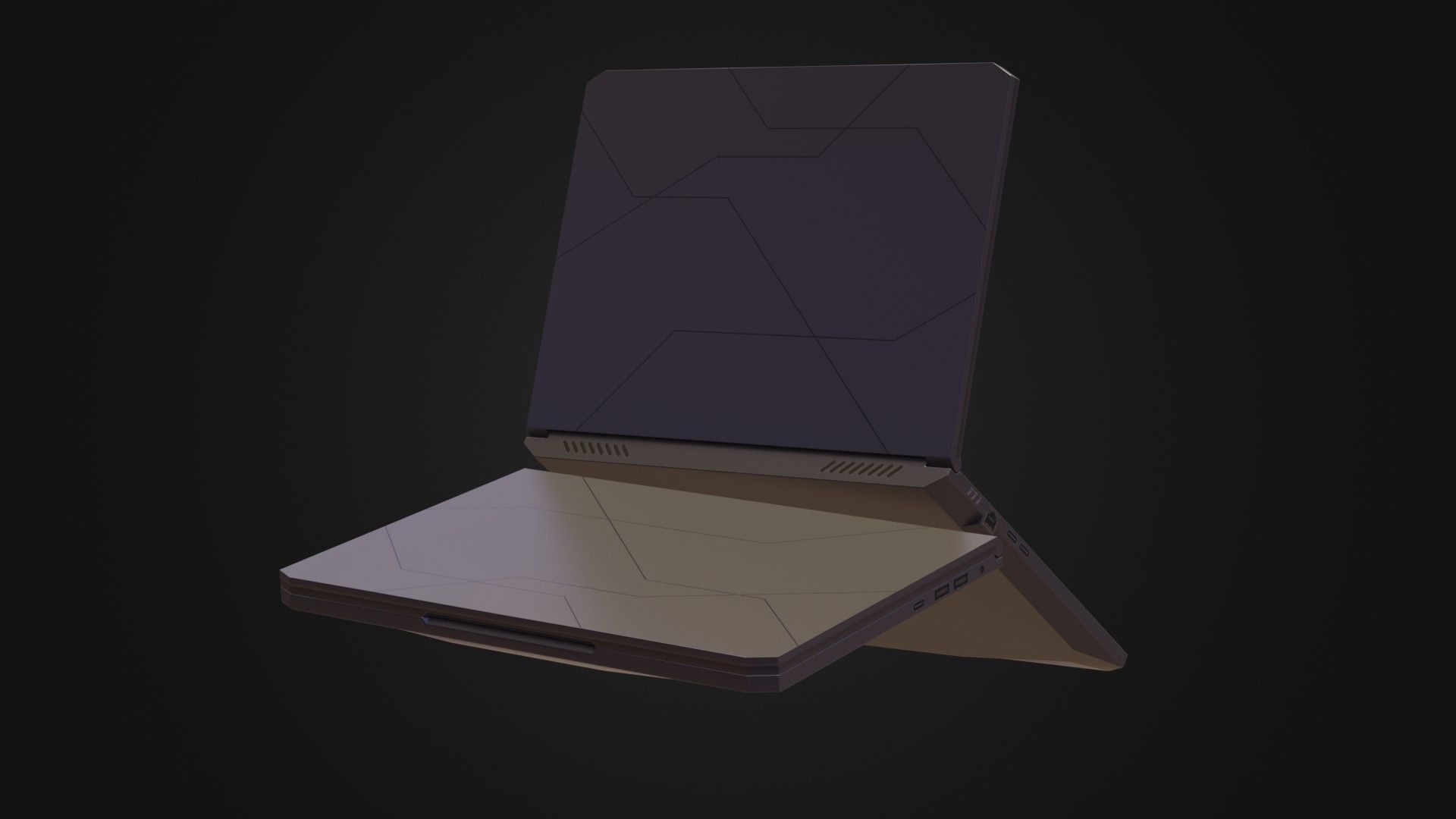 Black Oldschool Laptop Notebook Low-poly 3D model_20