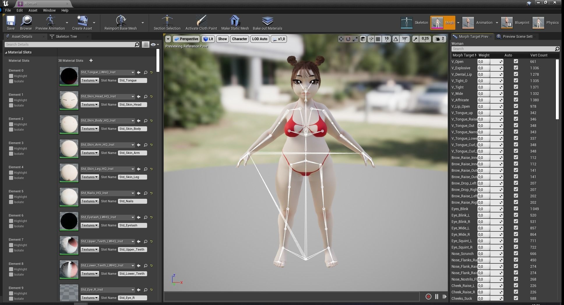 Fat Woman stylized girl cartoon Low-poly 3D model_27