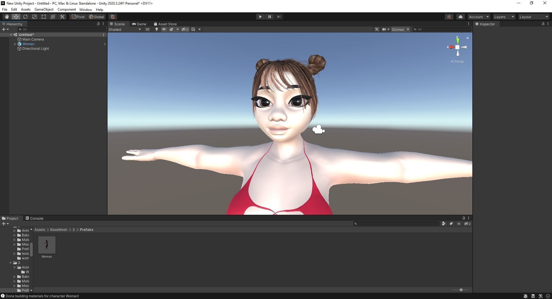 Fat Woman stylized girl cartoon Low-poly 3D model_32