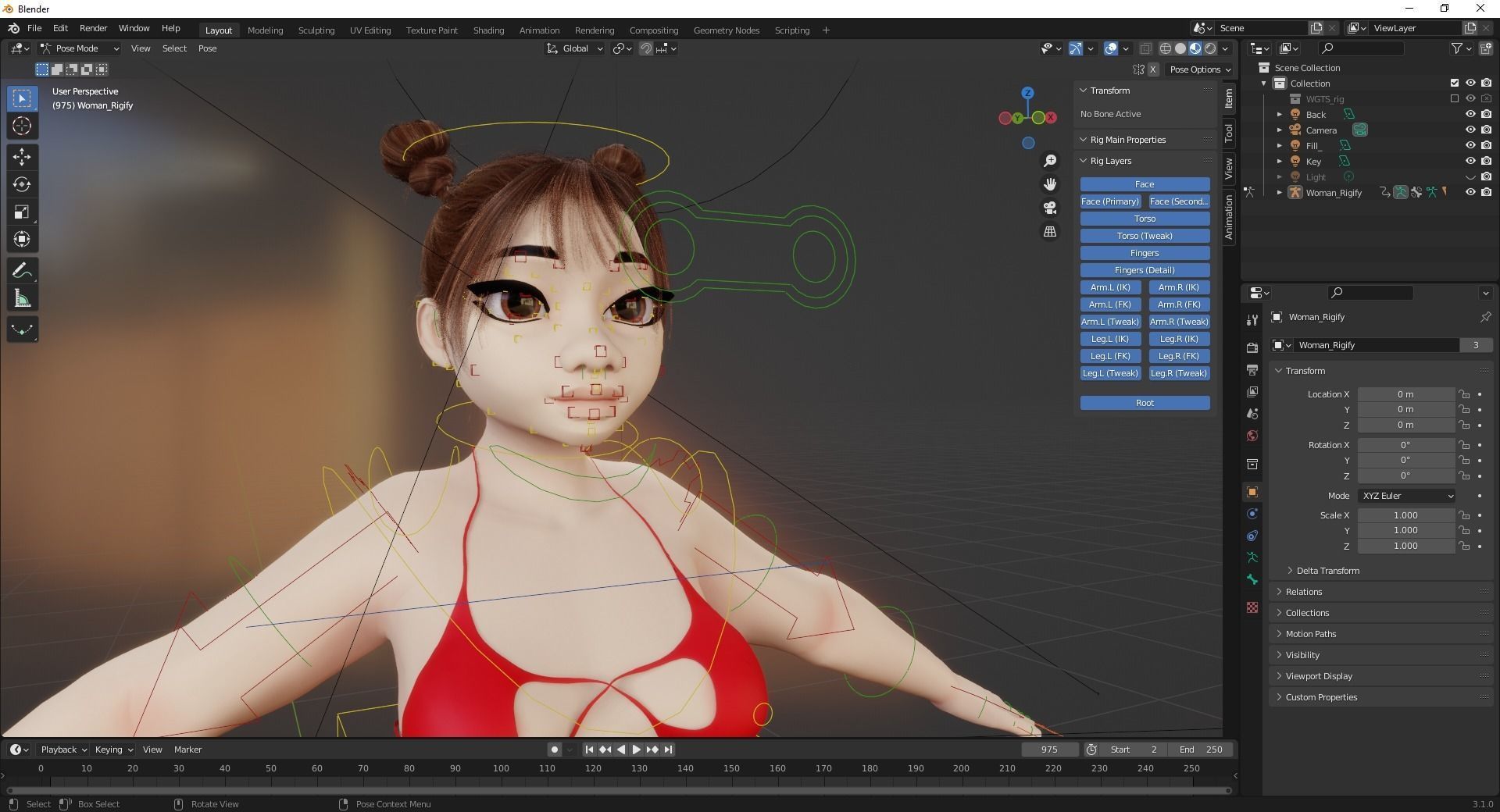 Fat Woman stylized girl cartoon Low-poly 3D model_18