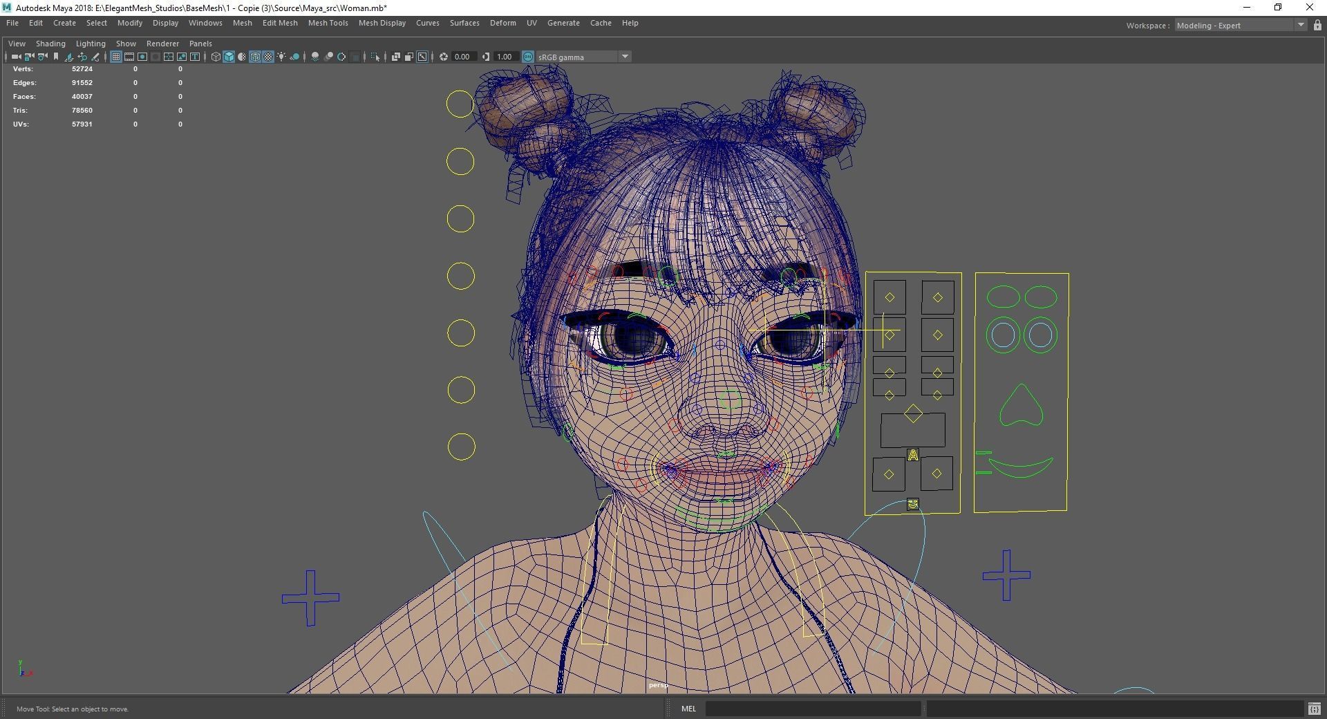 Fat Woman stylized girl cartoon Low-poly 3D model_22