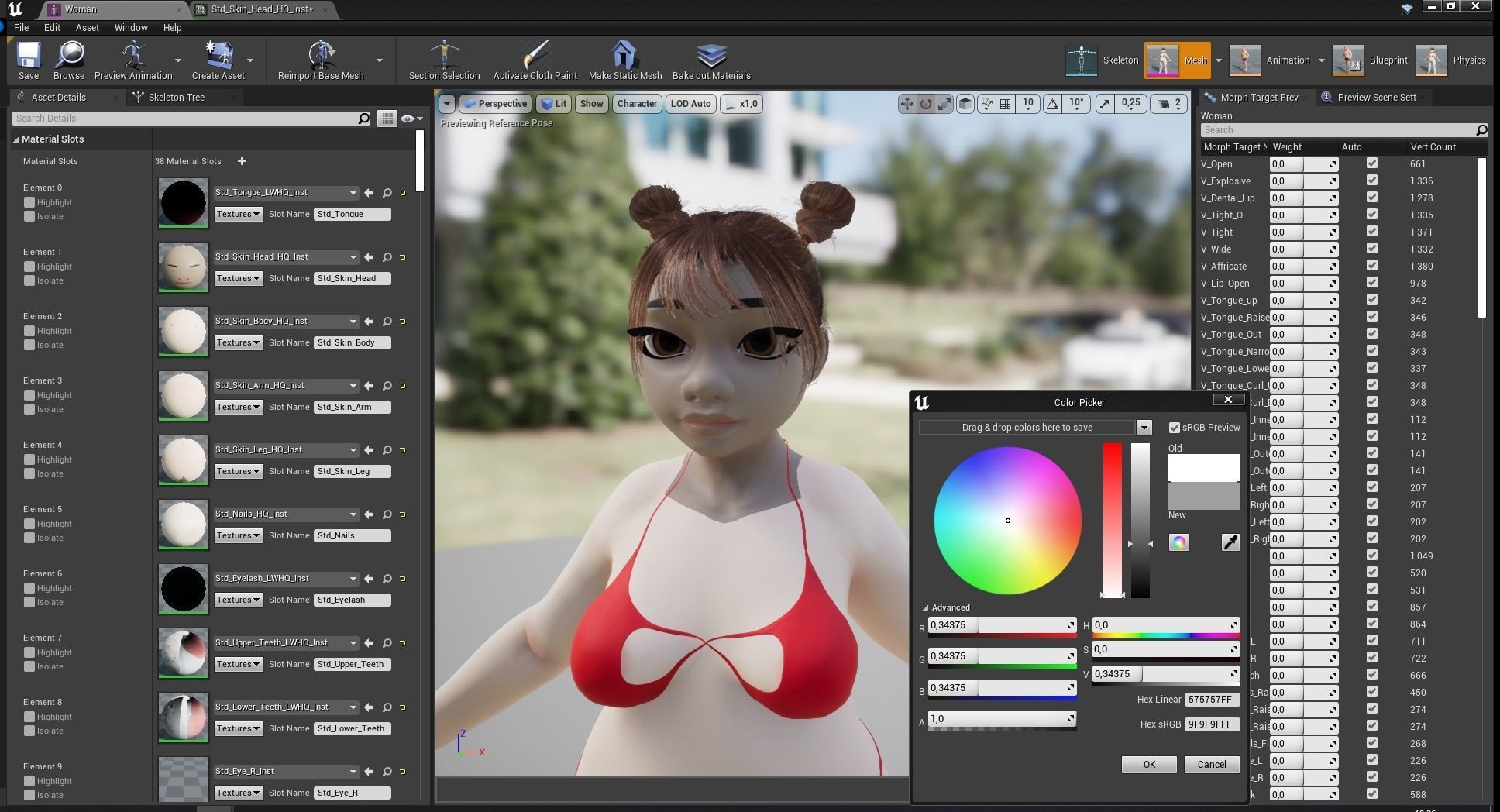 Fat Woman stylized girl cartoon Low-poly 3D model_29