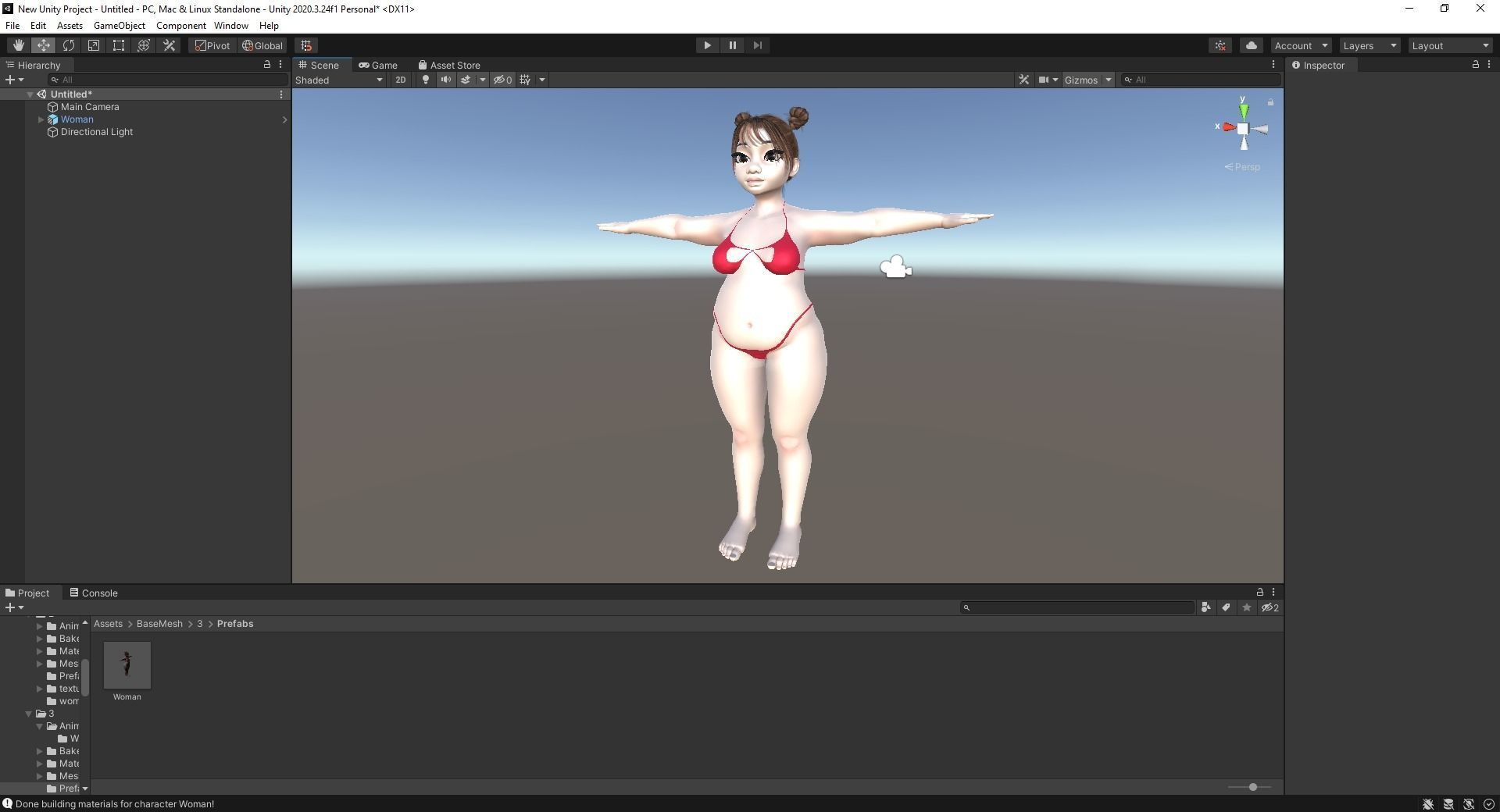 Fat Woman stylized girl cartoon Low-poly 3D model_31