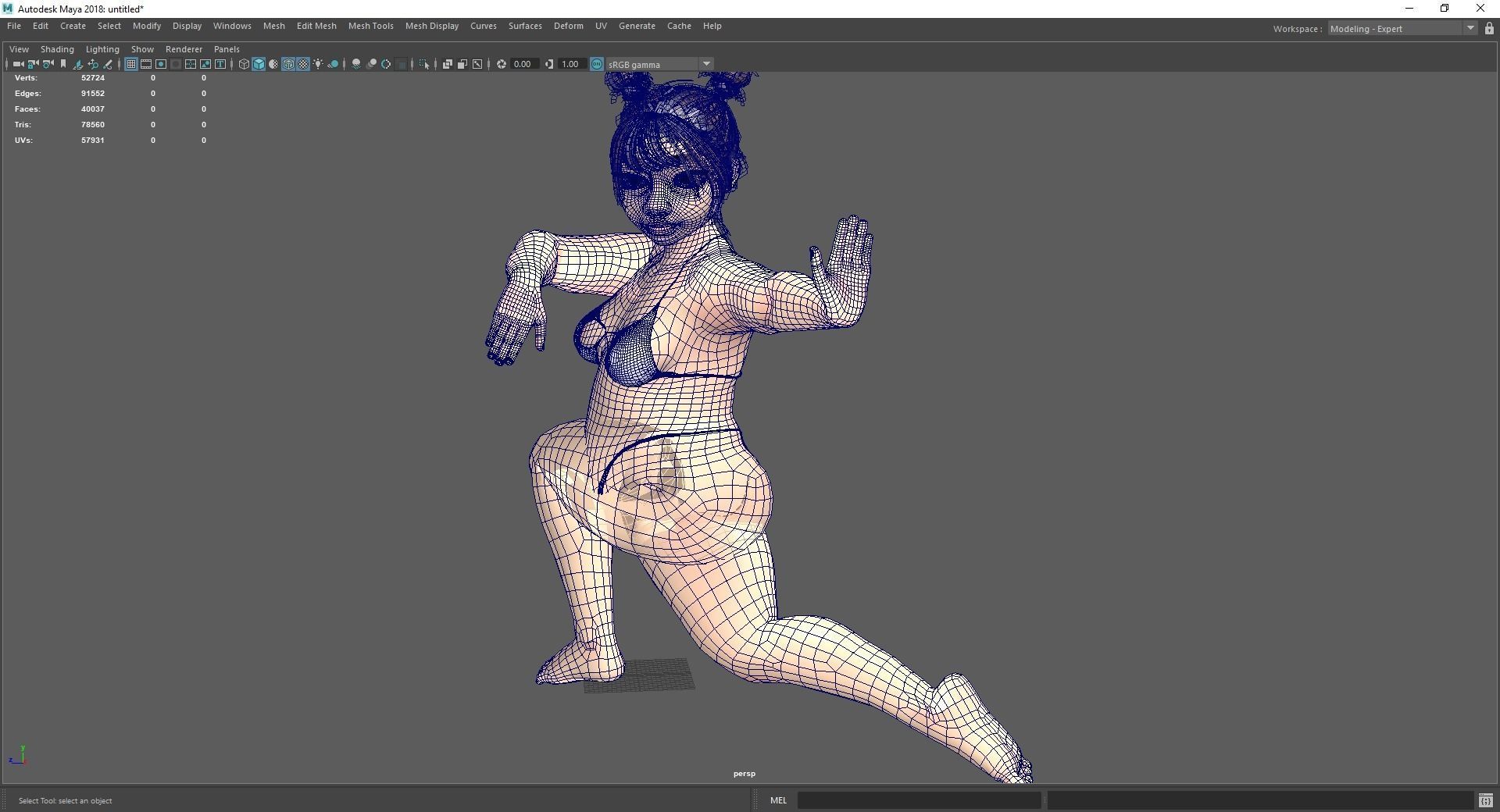 Fat Woman stylized girl cartoon Low-poly 3D model_24