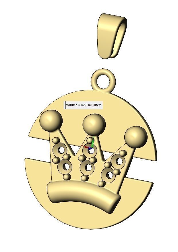Diamond crown split round pendant with bail 3D print model_14