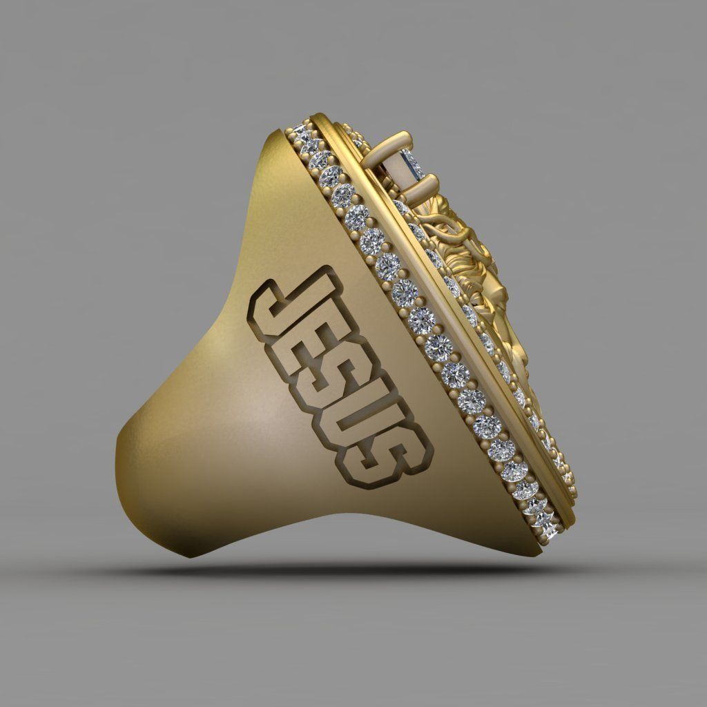 Jesus Diamond Ring 3d Print Model 3D print model_8
