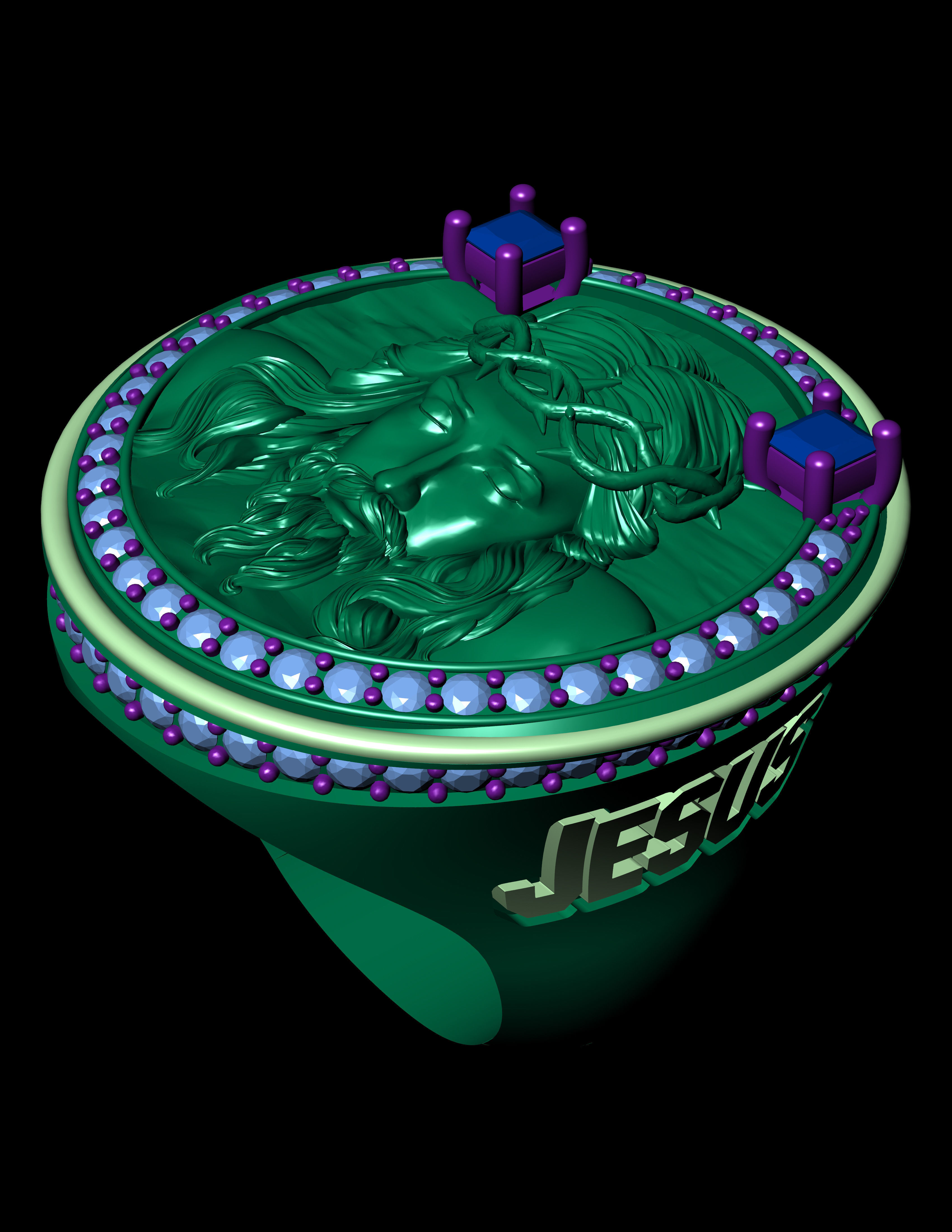 Jesus Diamond Ring 3d Print Model 3D print model_13